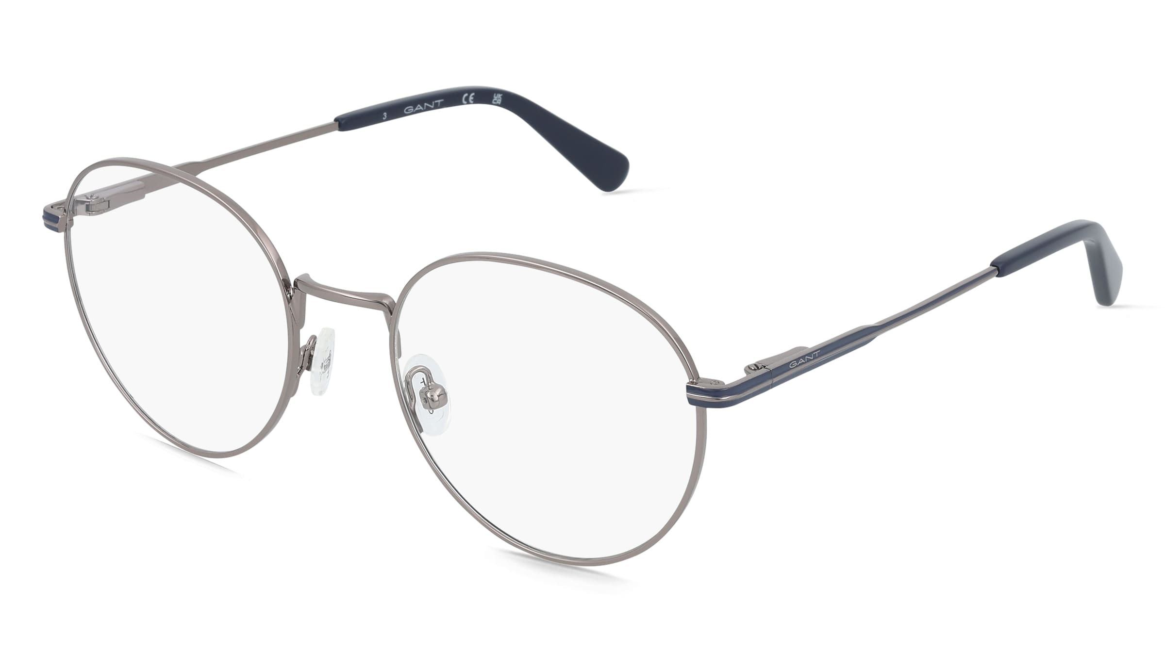 Gant GA50054 Herren-Brille inkl. Gläser Vollrand Rund Metall-Gestell 52/20/145, Grau