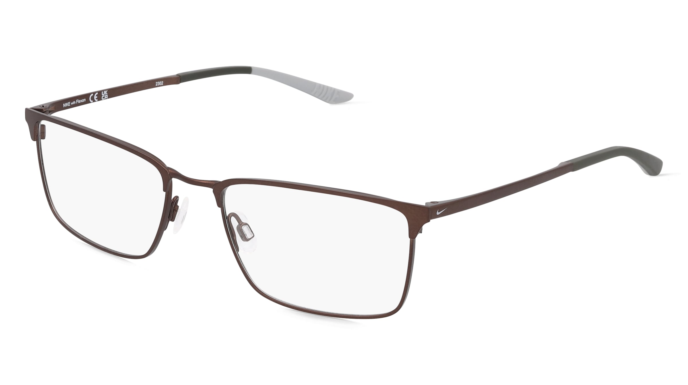 Nike 4307 Unisex-Brille inkl. Gläser Vollrand Quadratisch Titan-Gestell 54/18/145, Braun