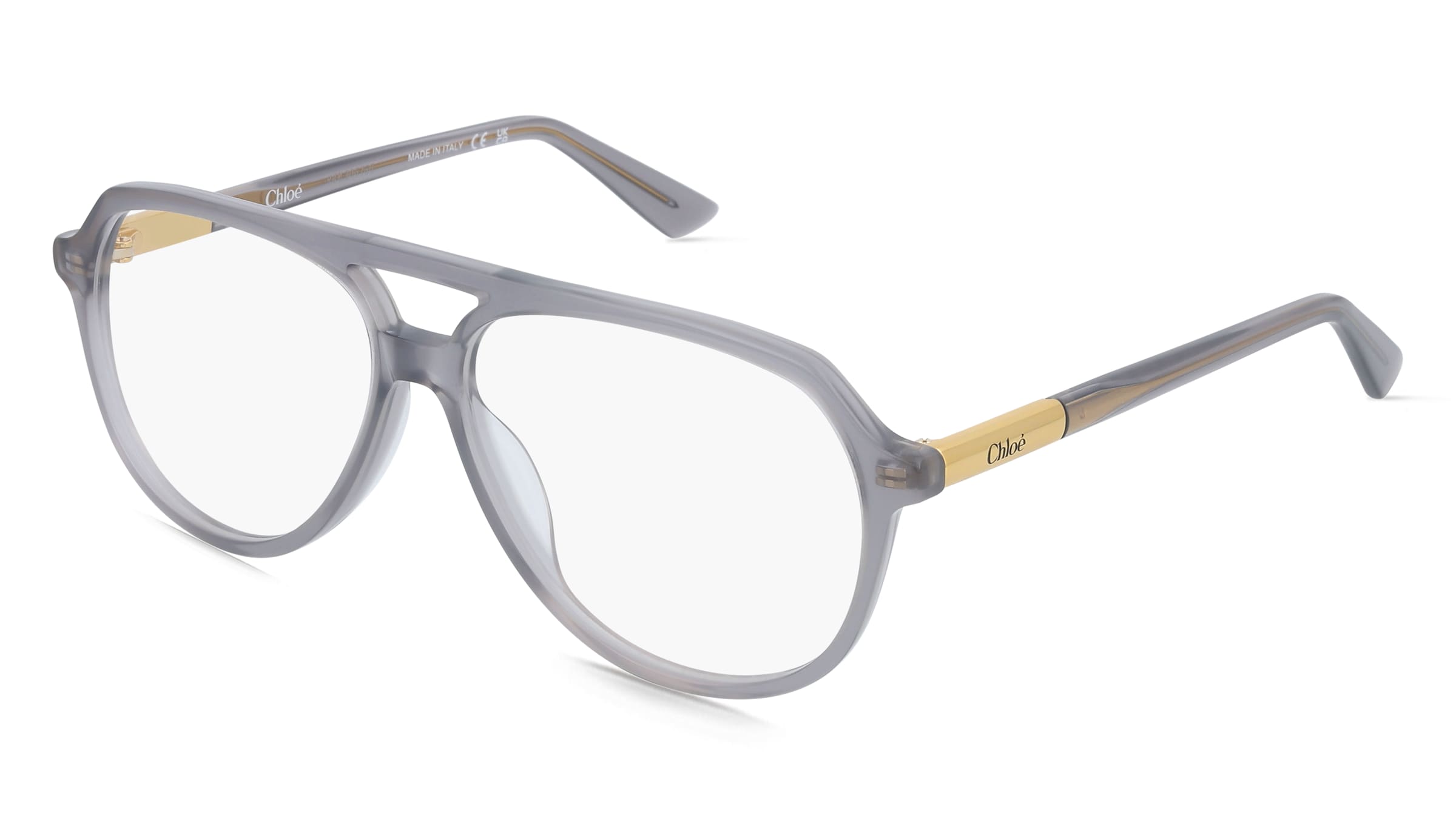 Chloé CH0366O Damen-Brille inkl. Gläser Vollrand Pilot Acetat-Gestell 57/13/140, Grau