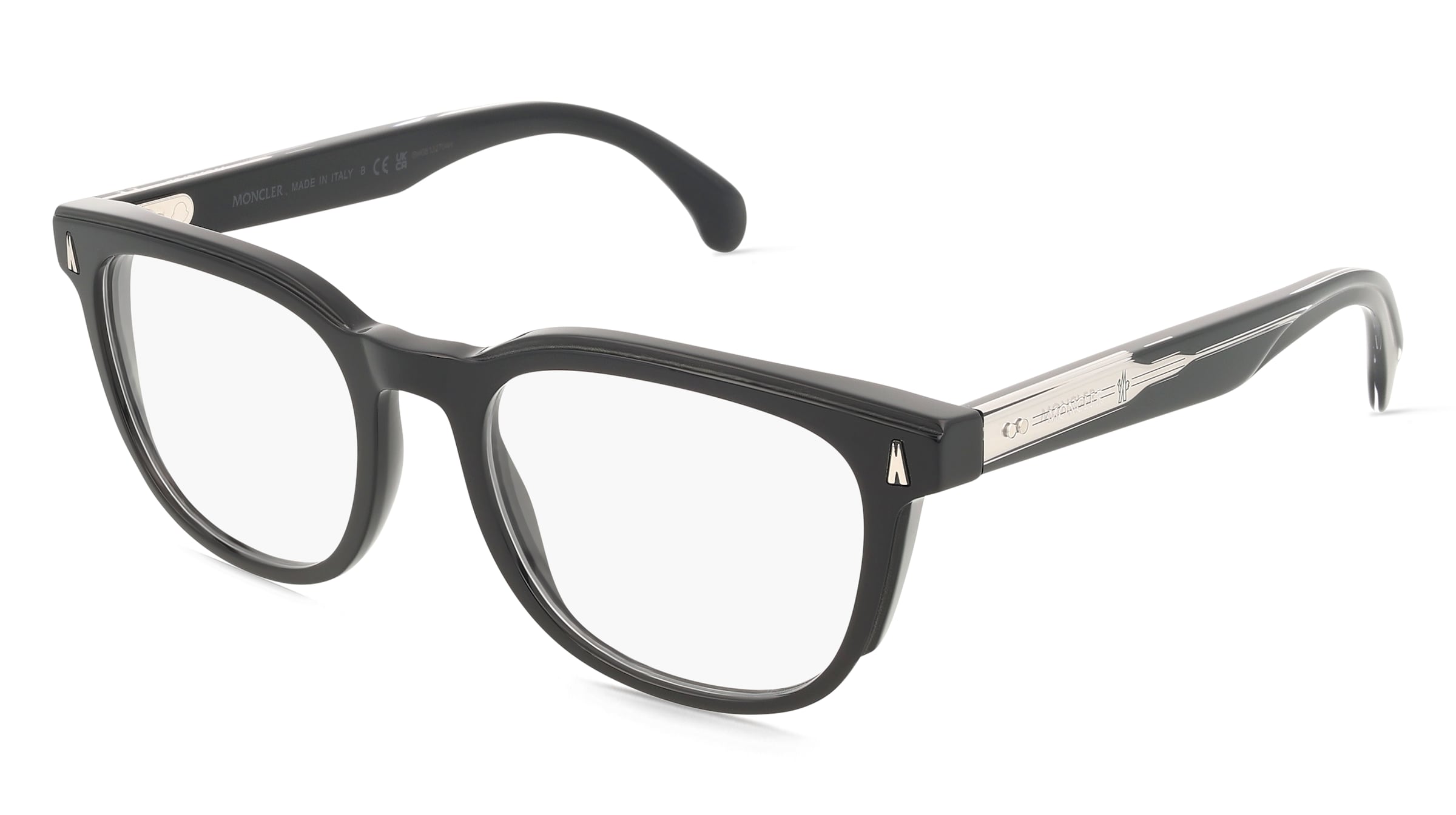 Moncler ME2002 Unisex-Brille inkl. Gläser Vollrand Quadratisch Acetat-Gestell 52/19/145, Schwarz