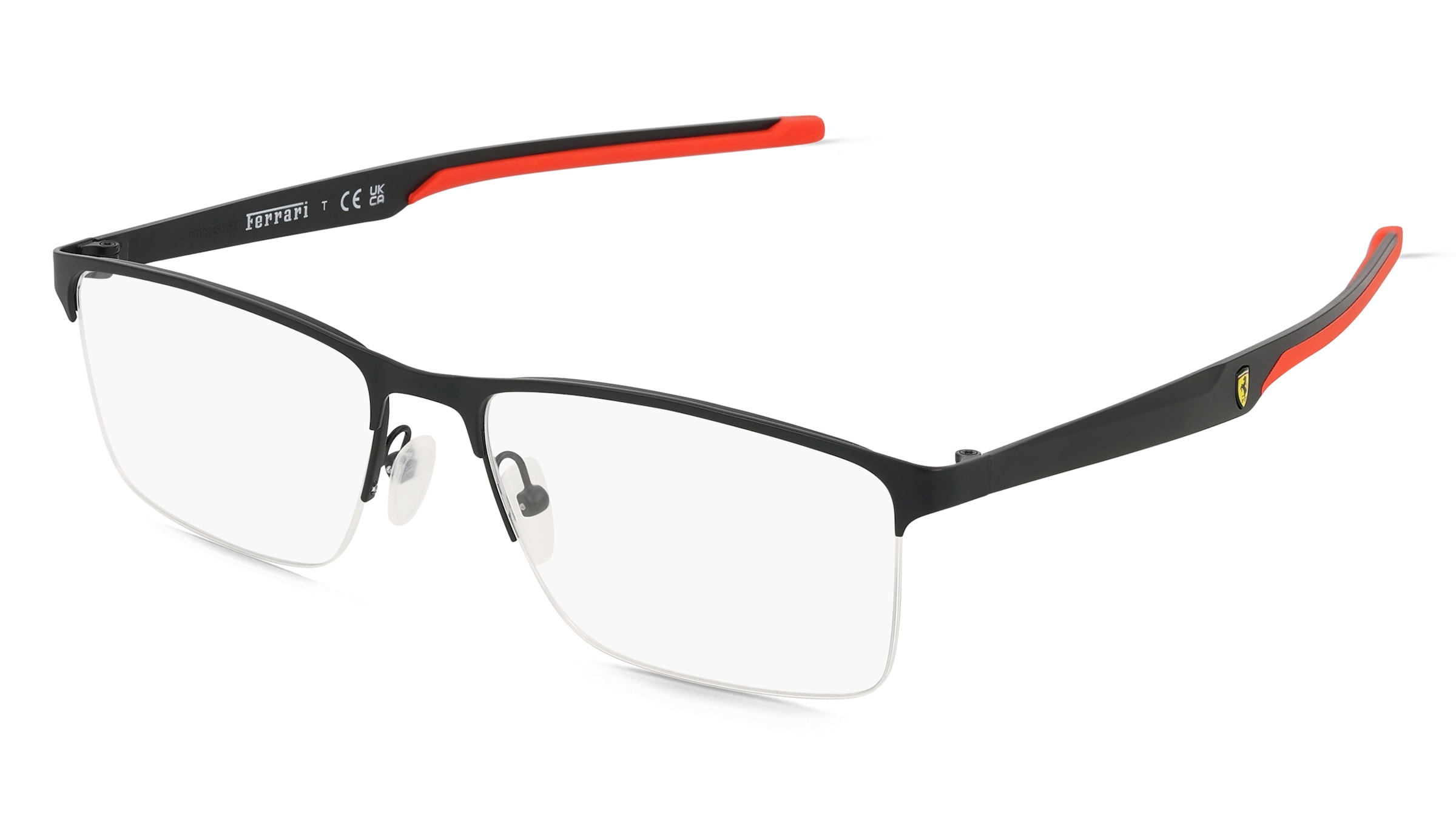 Scuderia Ferrari 0FZ7003 Herren-Brille inkl. Gläser Halbrand Quadratisch Metall-Gestell 55/17/145, Schwarz