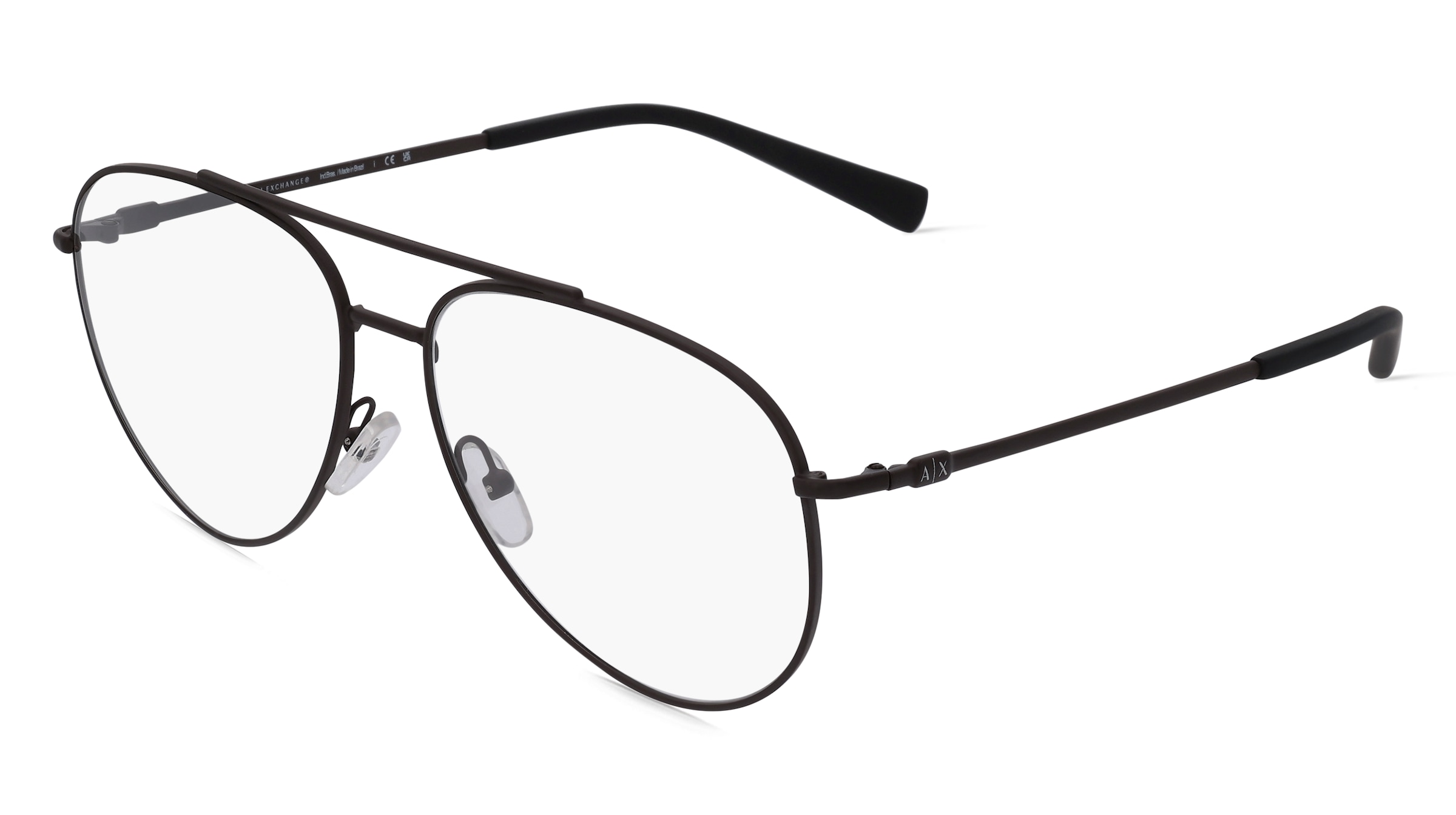Armani Exchange AX1055 Herren-Brille inkl. Gläser Vollrand Pilot Metall-Gestell 58/15/145, Braun