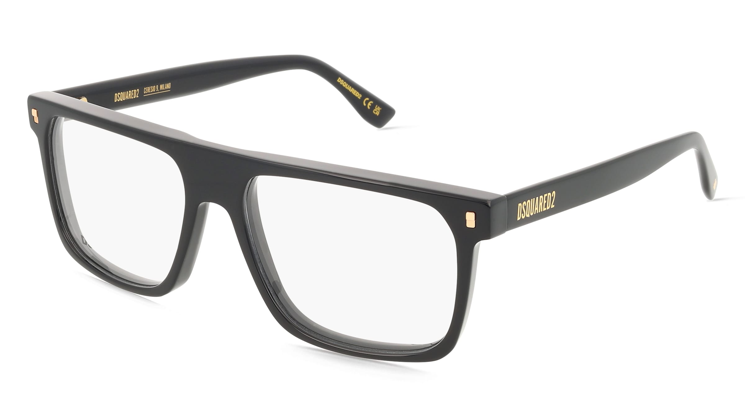 Dsquared2 D20182 Herren-Brille inkl. Gläser Vollrand Browline Acetat-Gestell 55/16/145, Schwarz