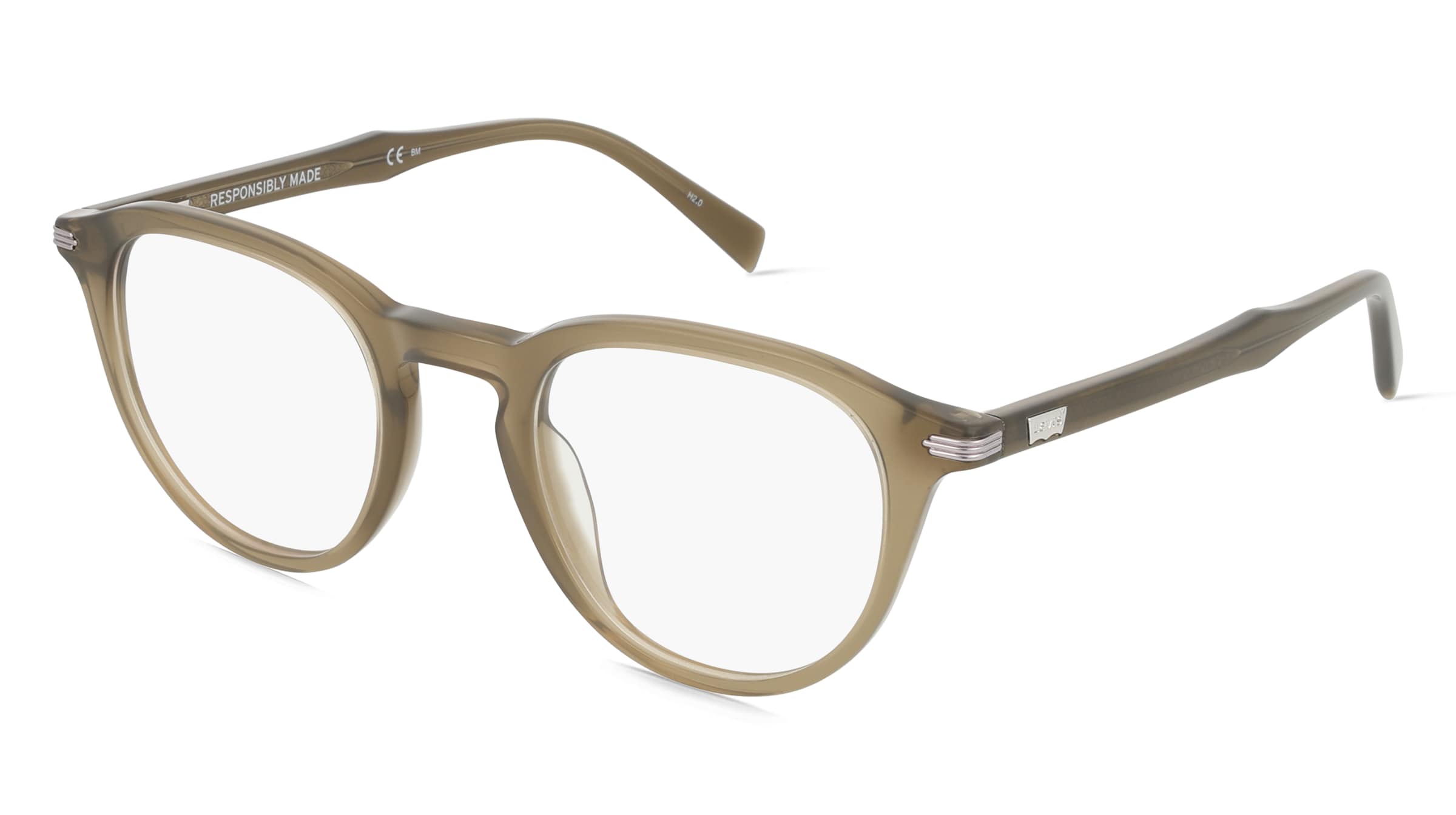 Levi's LV5040 Unisex-Brille inkl. Gläser Vollrand Panto Kunststoff-Gestell 49/23/145, Braun
