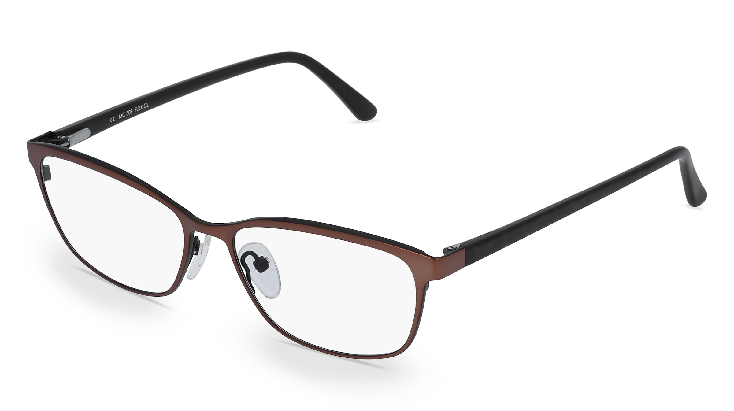 Fielmann MC 509 FLEX CL Damen-Brille inkl. Gläser Vollrand Quadratisch Metall-Gestell 53/15/135, Braun