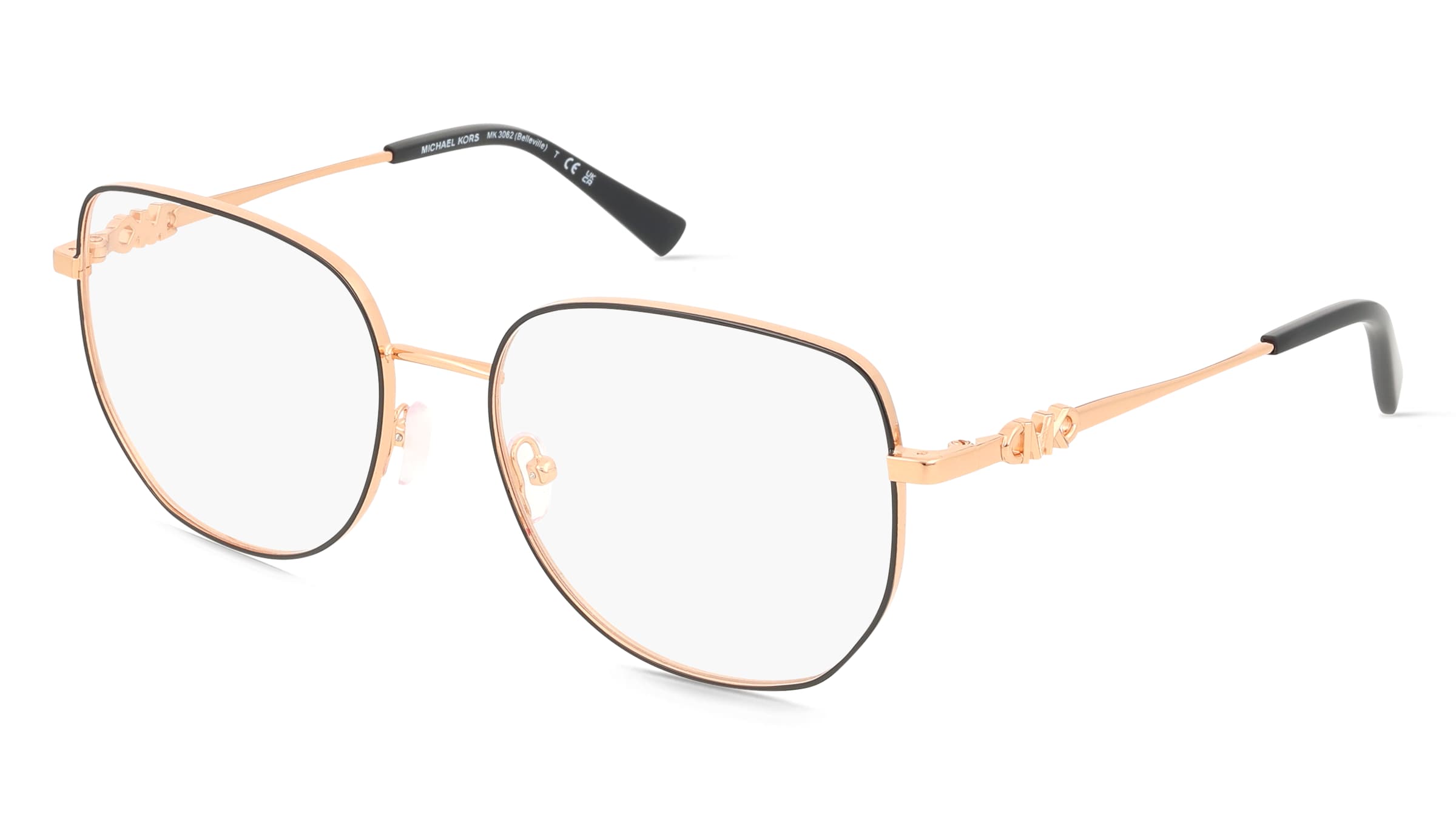 Michael Kors MK3062 Damen-Brille inkl. Gläser Vollrand Quadratisch Metall-Gestell 56/17/140, Schwarz