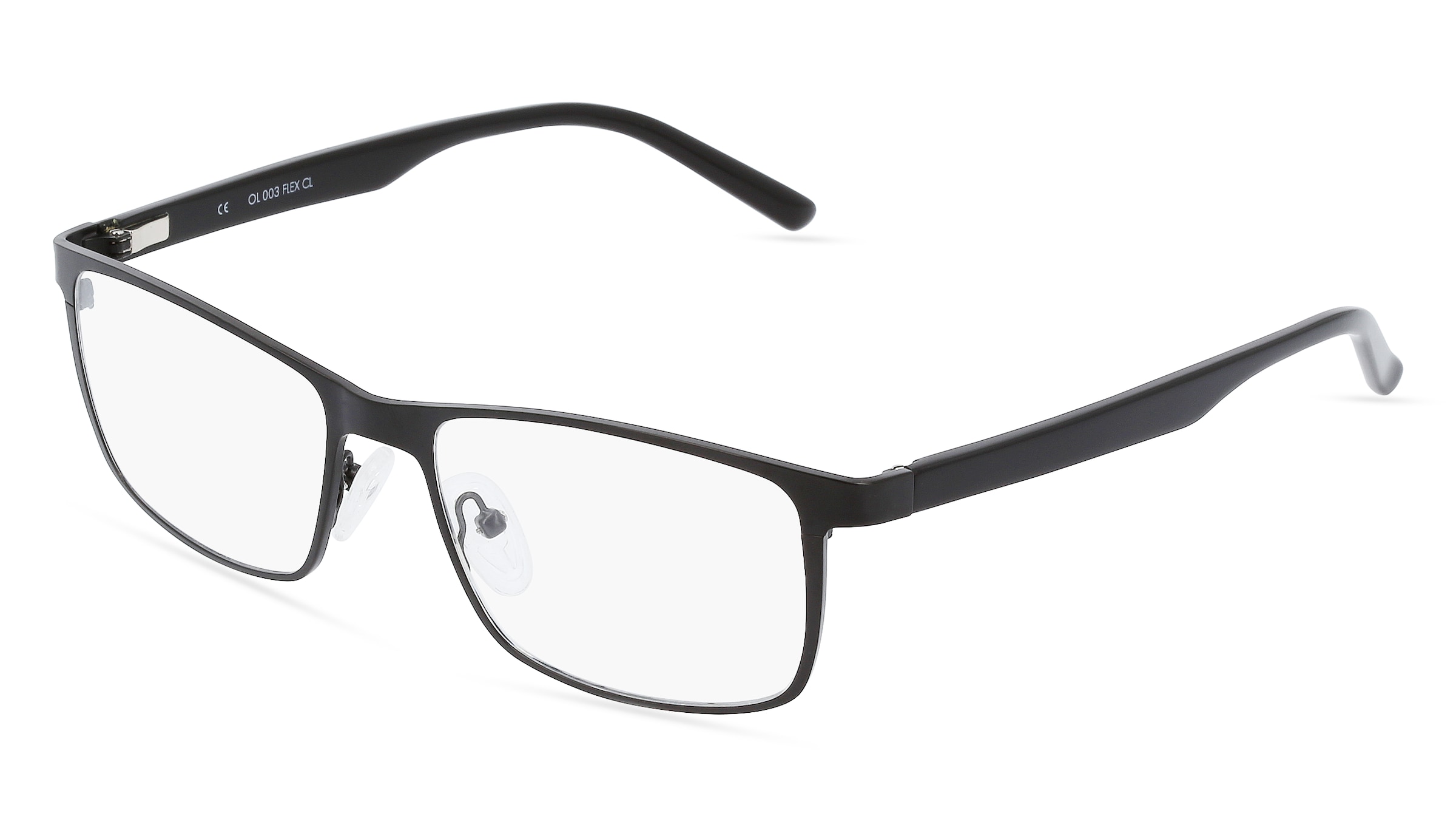 Fielmann OL 003 FLEX CL Herren-Brille inkl. Gläser Vollrand Quadratisch Edelstahl-Gestell 54/17/140, Schwarz