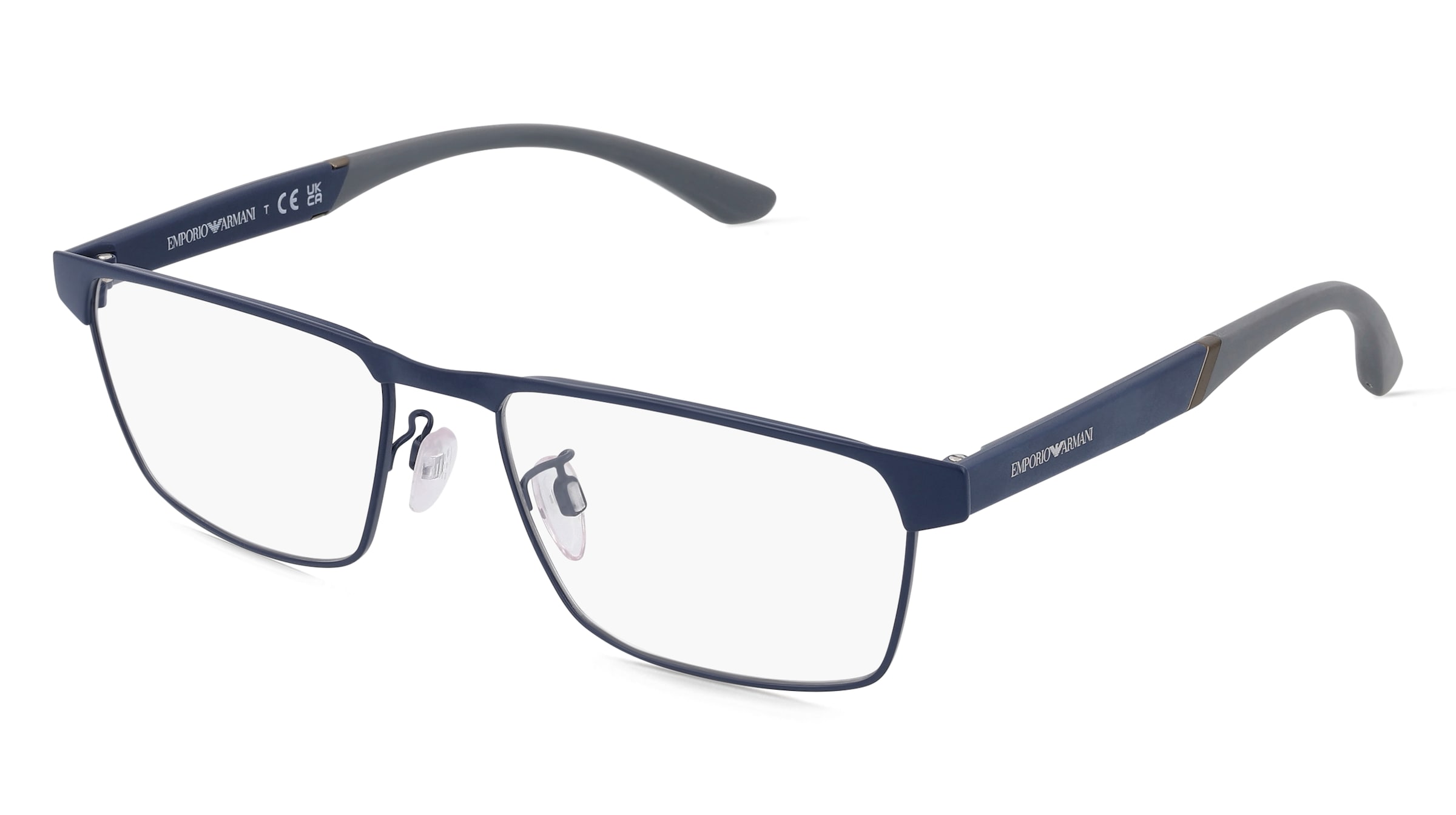 Emporio Armani EA1124 Herren-Brille inkl. Gläser Vollrand Quadratisch Metall-Gestell 55/18/145, Blau