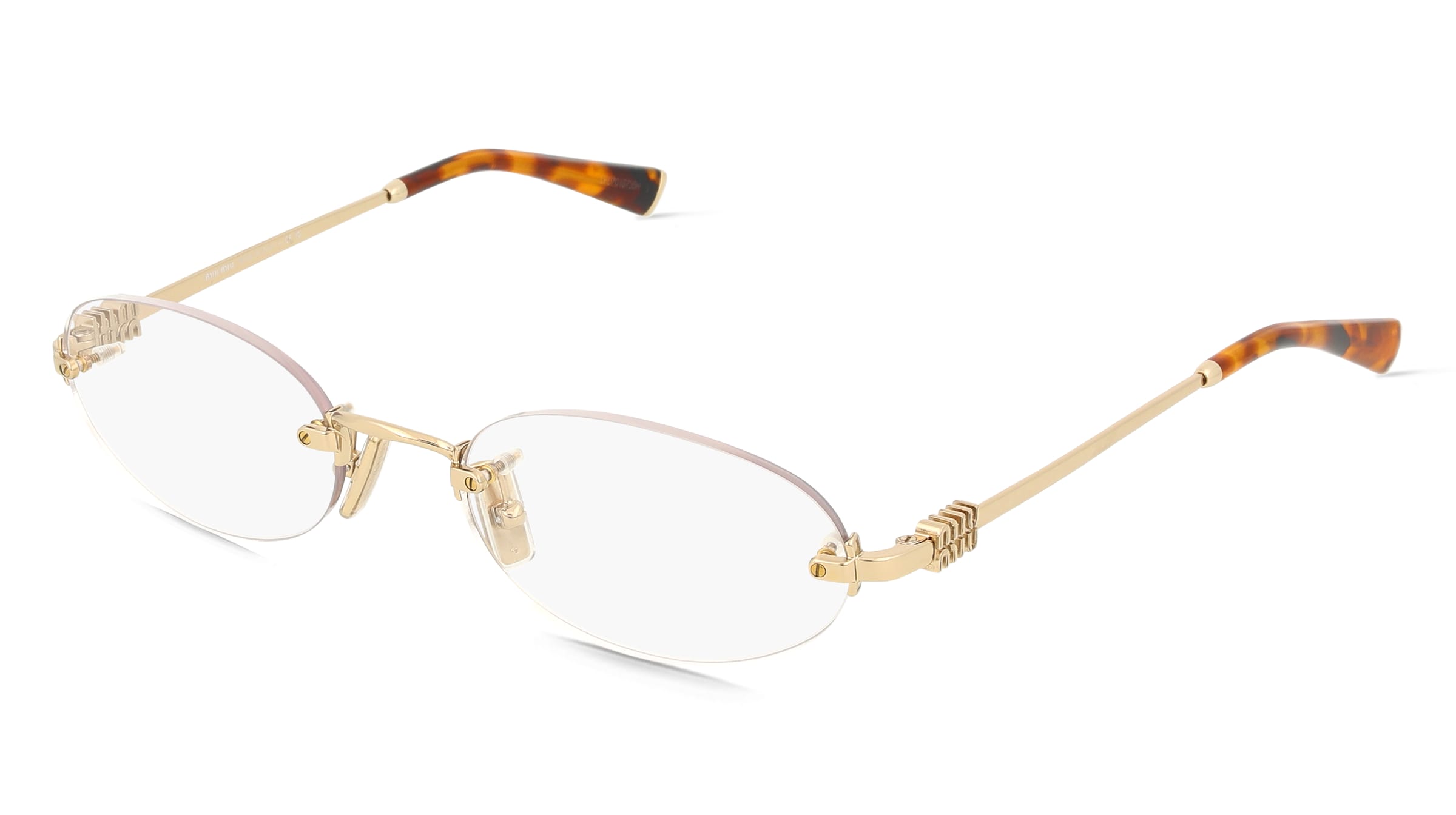 Miu Miu MU53WV Damen-Brille inkl. Gläser Randlos Oval Metall-Gestell 51/20/140, Gold