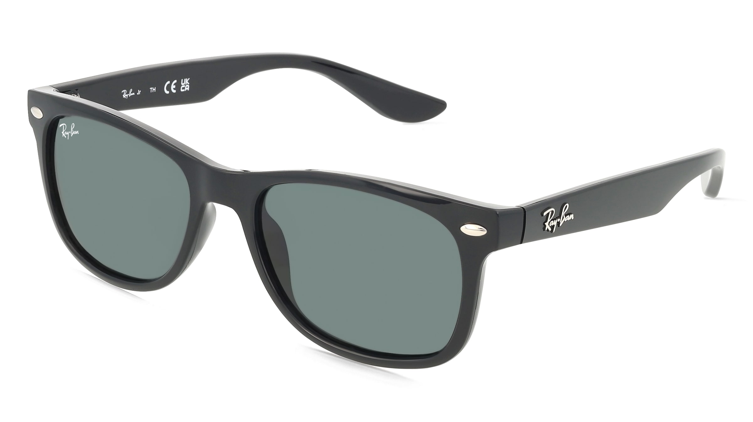 Ray-Ban Junior RJ 9052S NEW WAYFARER Kinder-Sonnenbrille Vollrand Quadratisch Kunststoff-Gestell, Schwarz