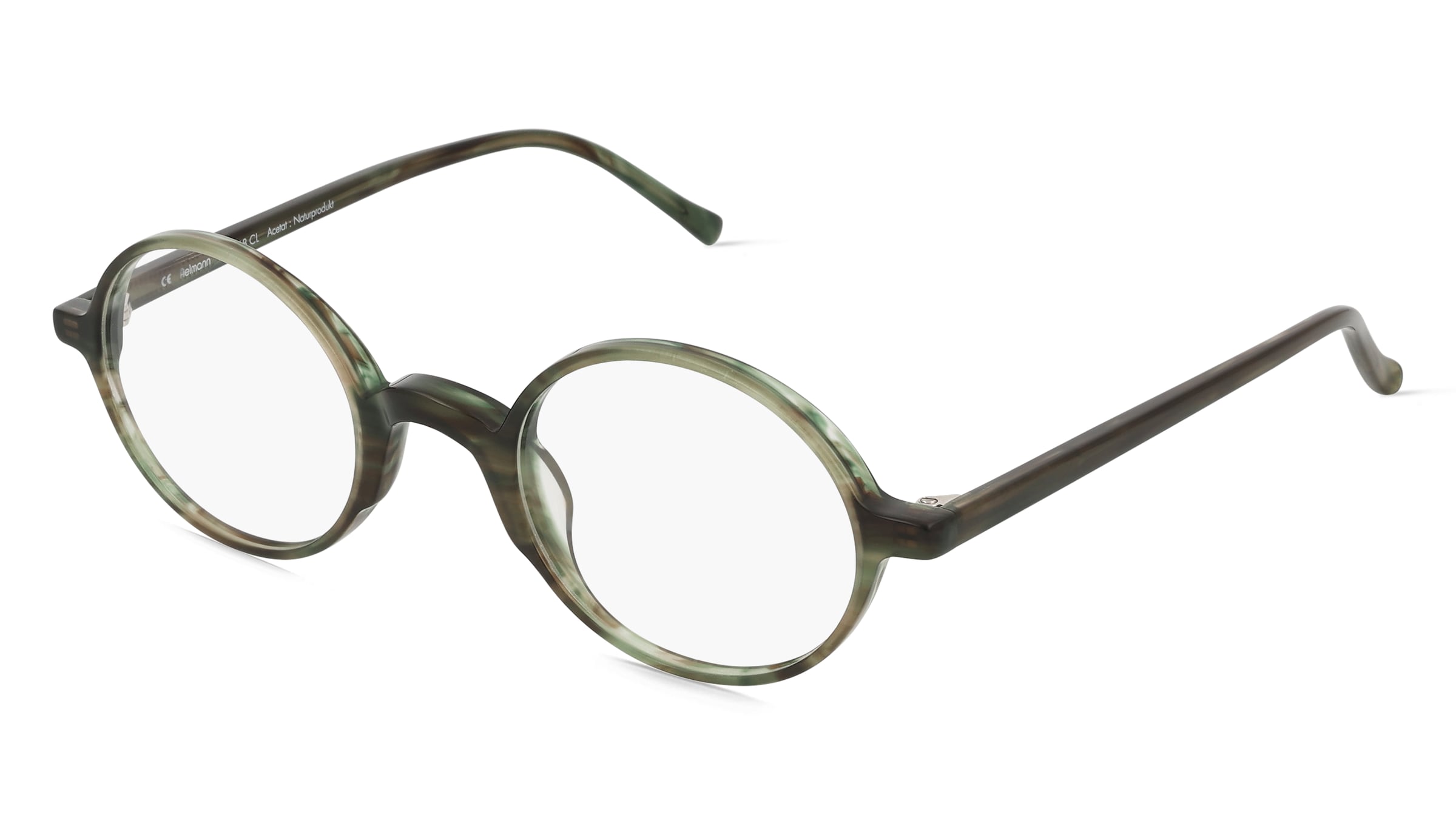 Fielmann LN 048 CL Unisex-Brille inkl. Gläser Vollrand Rund Acetat-Gestell 46mm/24mm/140mm, grün