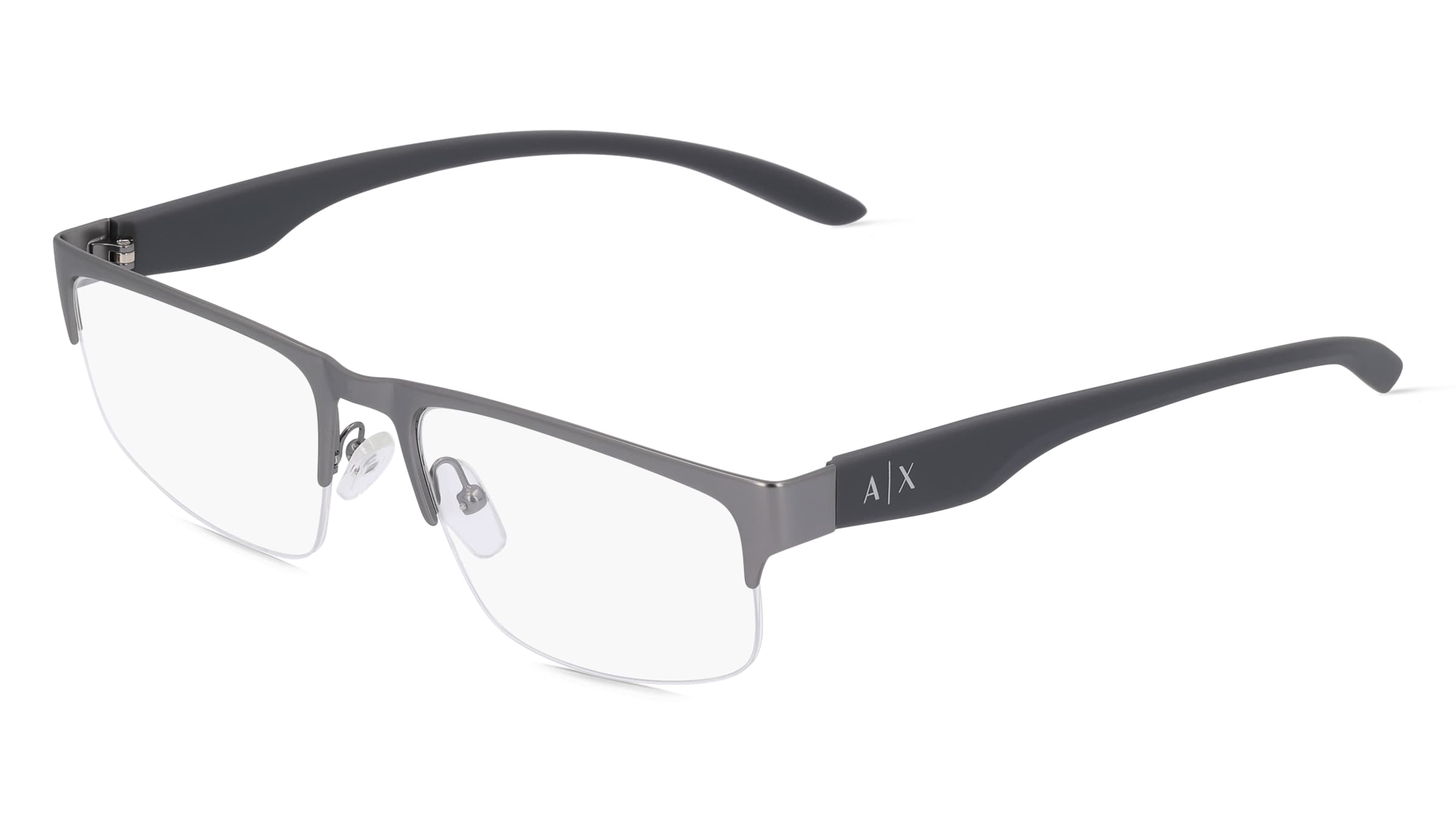 Armani Exchange AX1054 Herren-Brille inkl. Gläser Halbrand Quadratisch Metall-Gestell 55/18/140, Grau