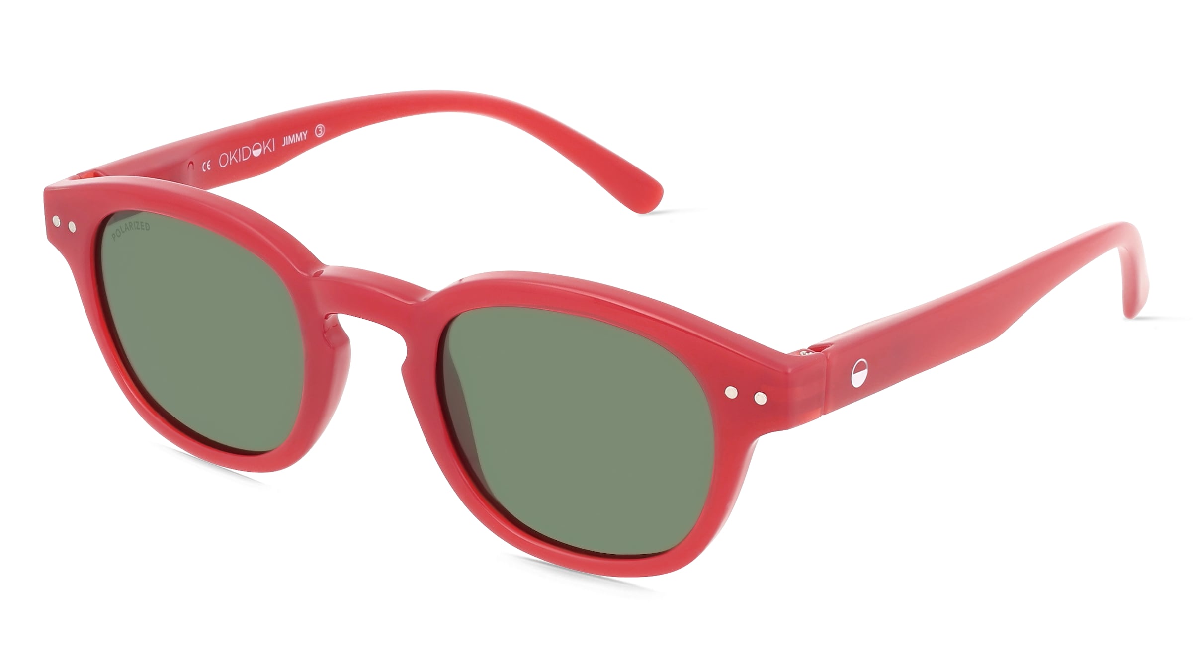 OKIDOKI JIMMY SUN Unisex-Sonnenbrille Vollrand Panto Kunststoff-Gestell, Rot