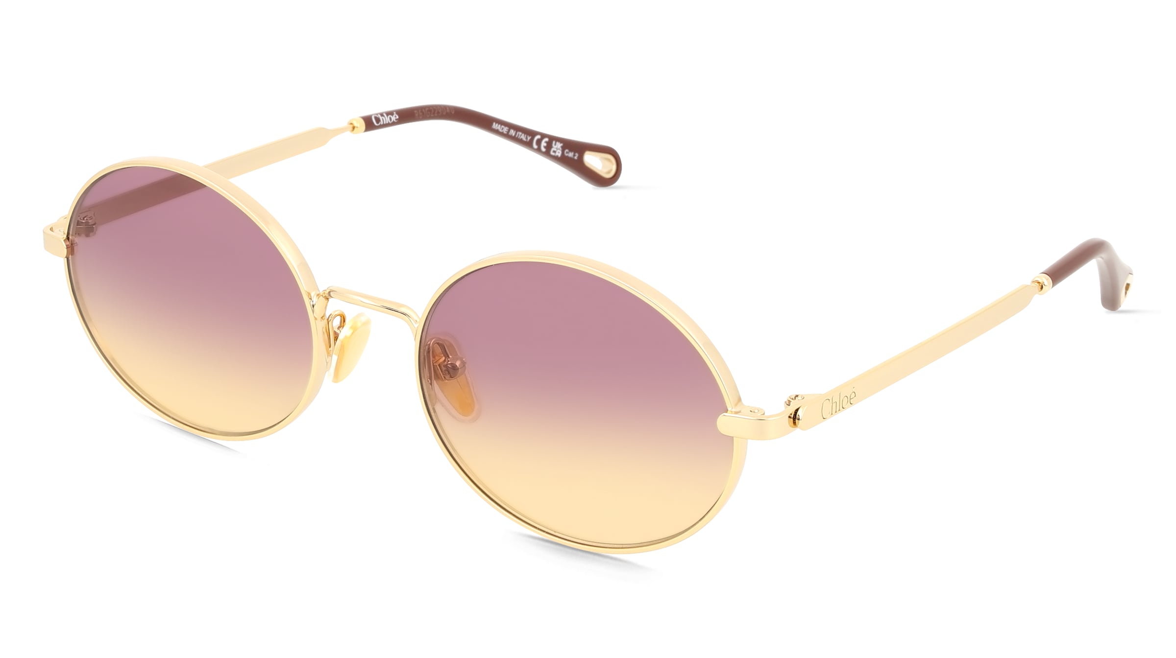 Chloé CH0326S Damen-Sonnenbrille Vollrand Rund Metall-Gestell, Gold