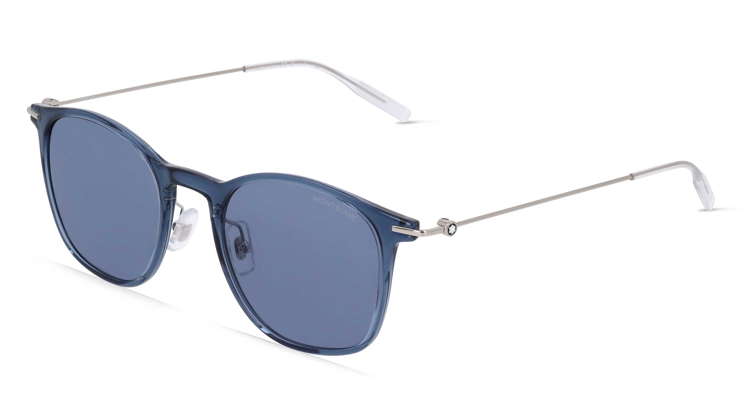 Kering Eyewear Montblanc MB0098S Herren-Sonnenbrille Vollrand Panto Kunststoff-Gestell, Blau