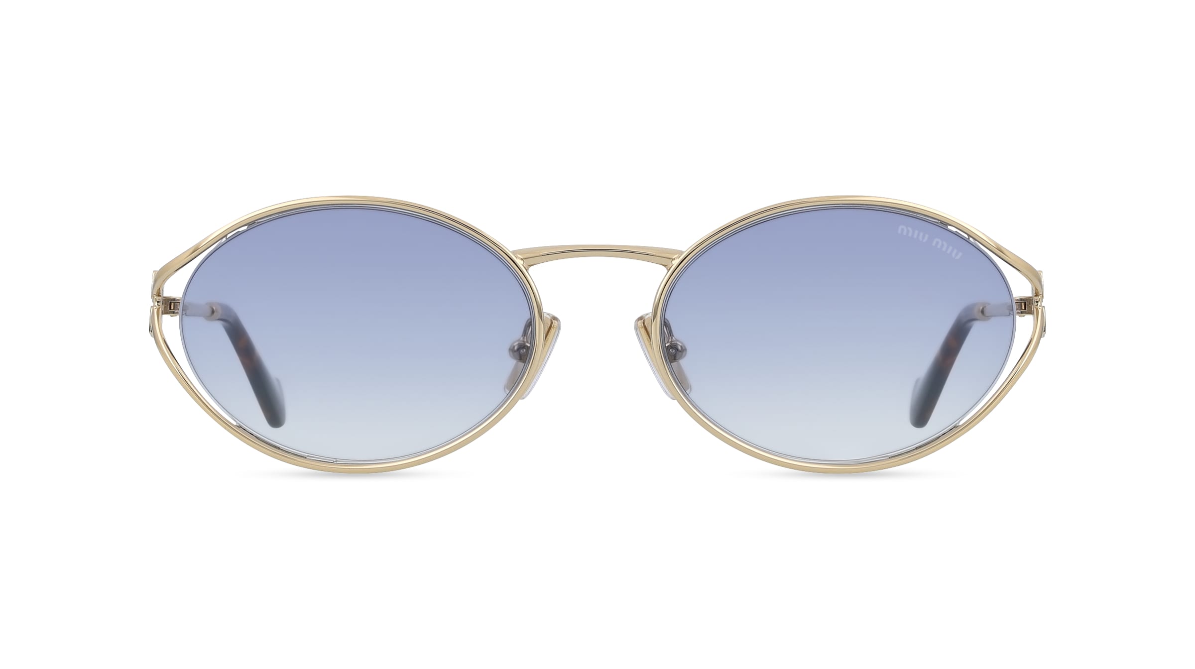 Miu Miu MU 52YS Damen-Sonnenbrille Vollrand Oval Metall-Gestell, Gold