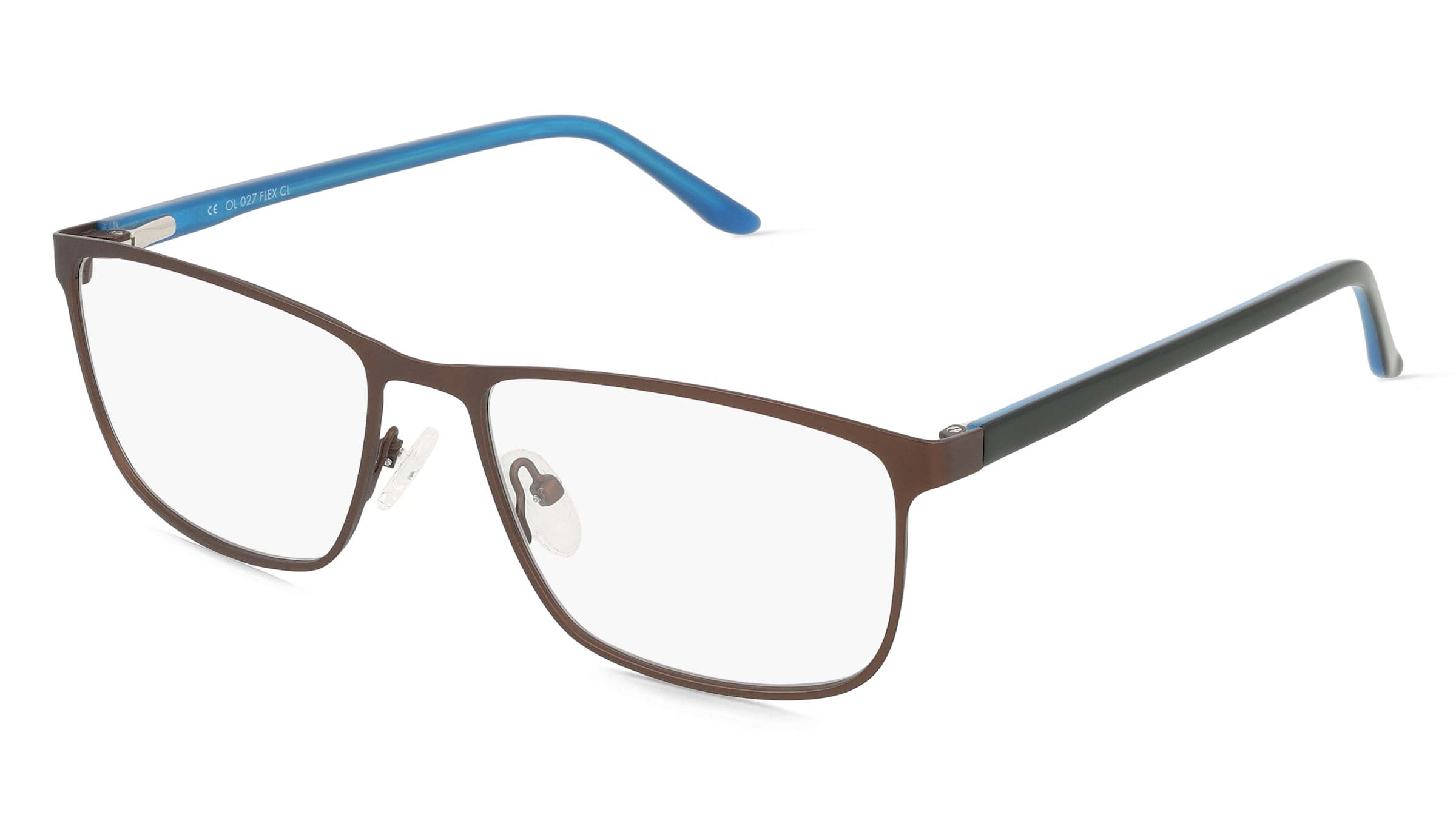 Fielmann OL 027 FLEX CL ERIK Herren-Brille inkl. Gläser Vollrand Quadratisch Edelstahl-Gestell 55/17/145, Braun