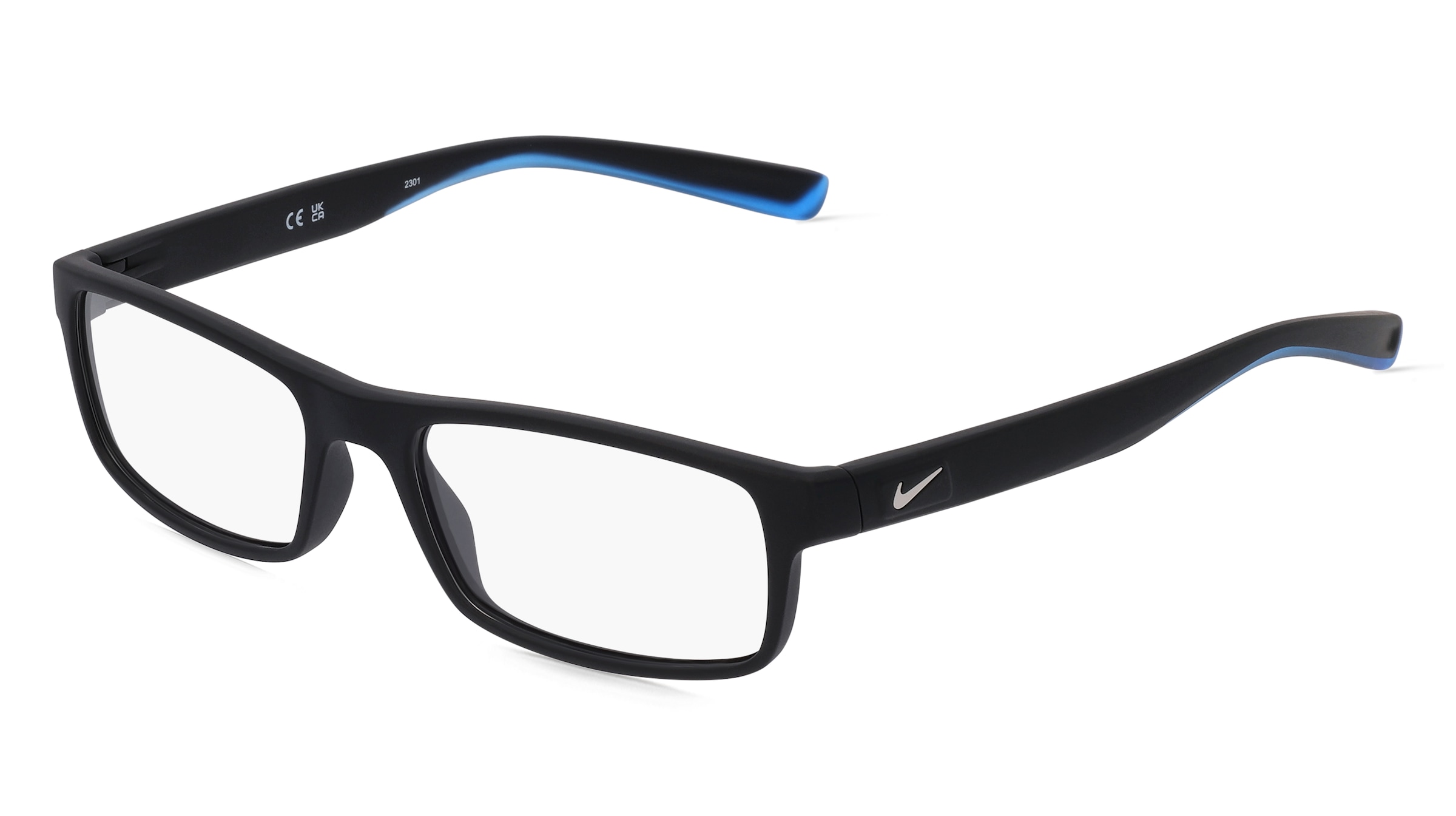 Nike 7090 Unisex-Brille inkl. Gläser Vollrand Quadratisch Kunststoff-Gestell 53/17/140, Schwarz