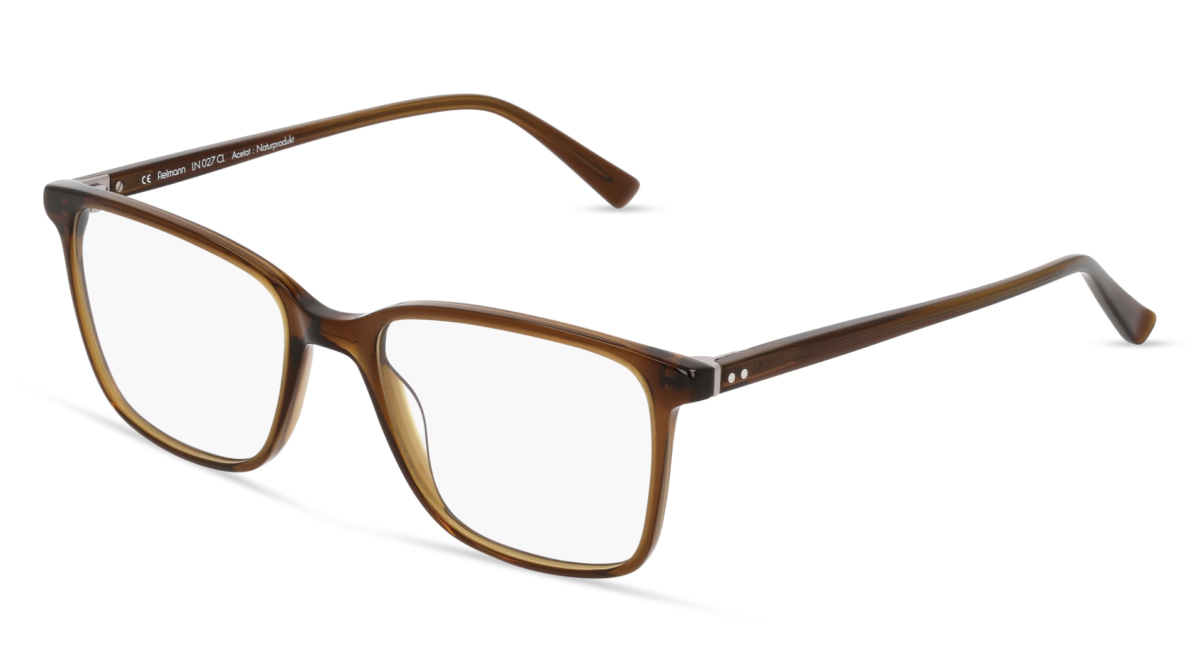 Fielmann LN 027 CL Herren-Brille inkl. Gläser Vollrand Quadratisch Acetat-Gestell 55/19/145, Braun