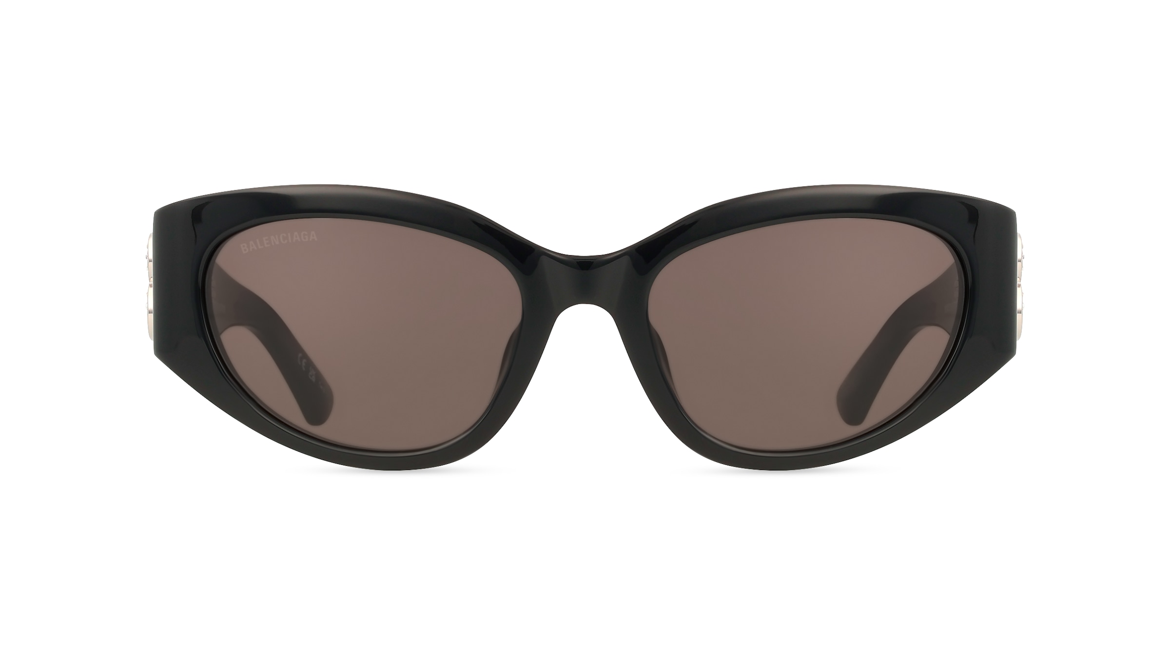 Balenciaga BB0324SK Damen-Sonnenbrille Vollrand Oval Acetat-Gestell, Schwarz