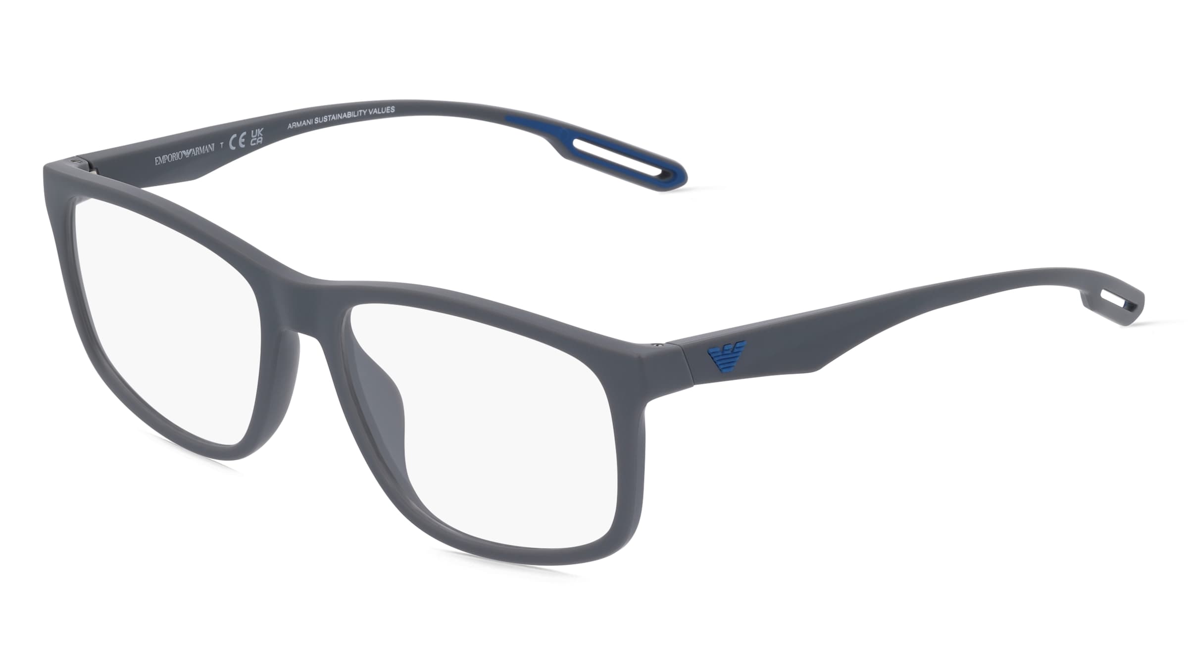 Emporio Armani EA3209U Herren-Brille inkl. Gläser Vollrand Quadratisch Acetat-Gestell 56/17/145, Grau