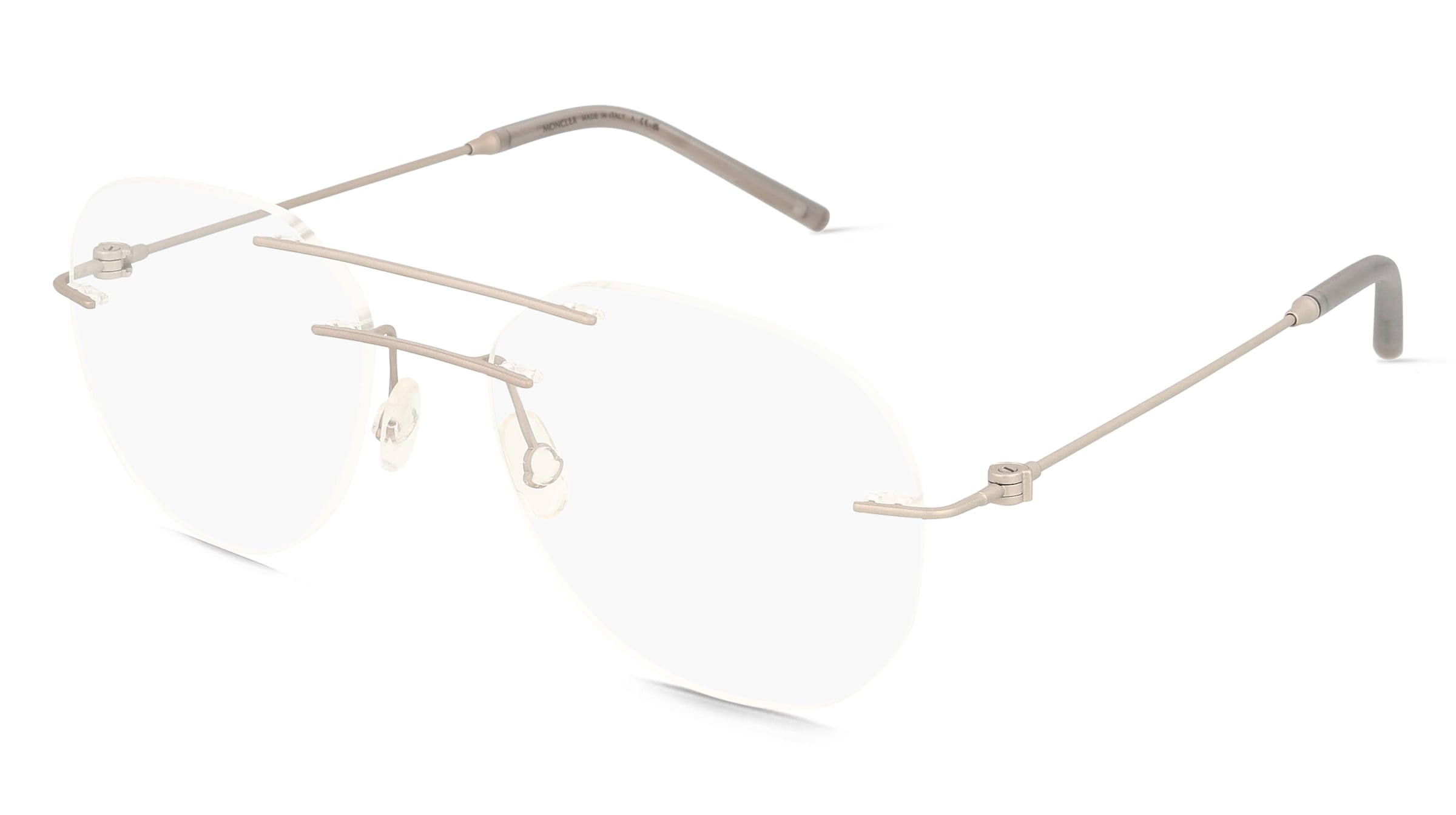 Moncler ME1003 Unisex-Brille inkl. Gläser Randlos Geometrisch Edelstahl-Gestell 55/18/140, Grau