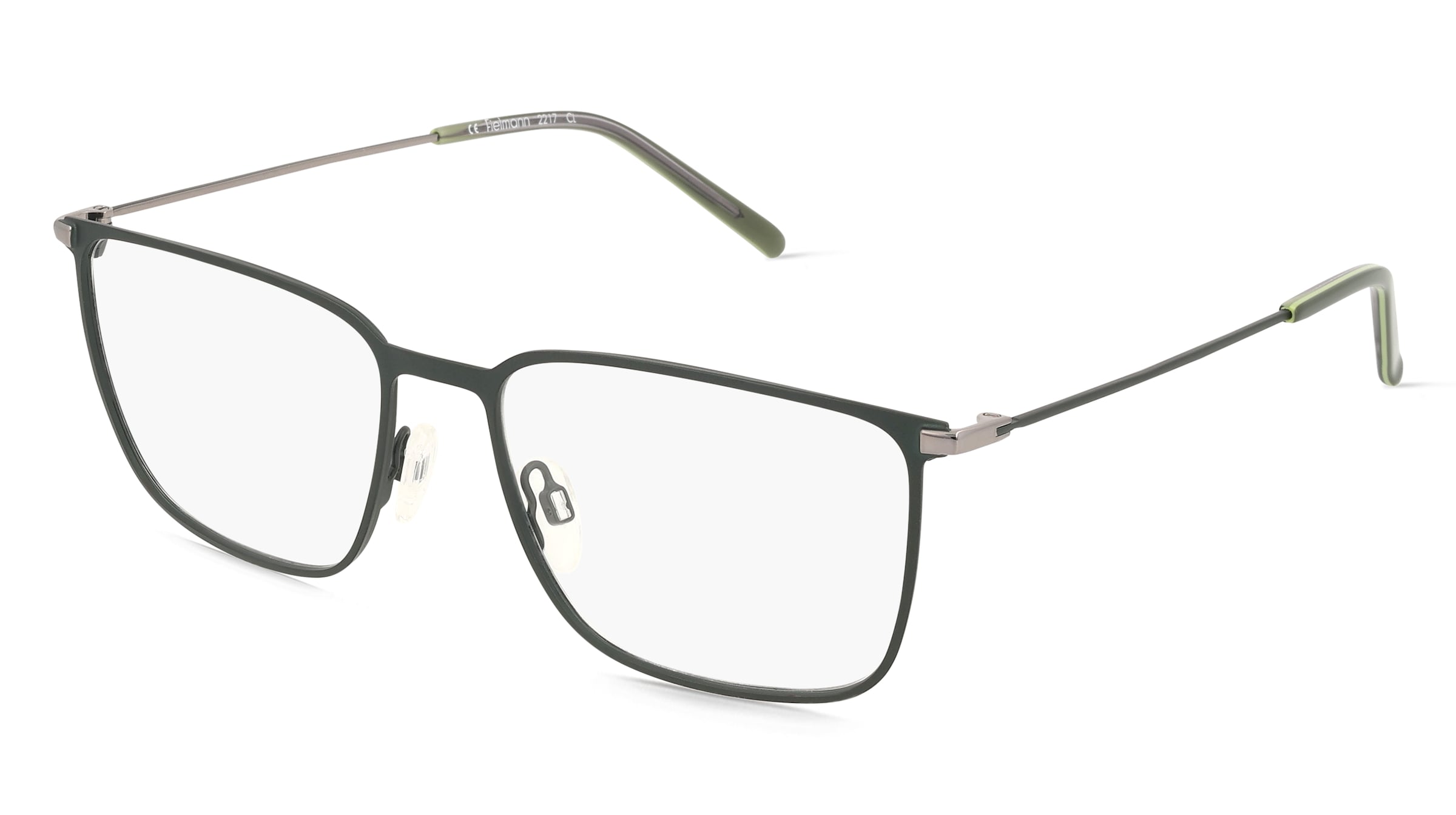 Fielmann 2217 CL Unisex-Brille inkl. Gläser Vollrand Quadratisch Edelstahl-Gestell 55/17/145, Grün