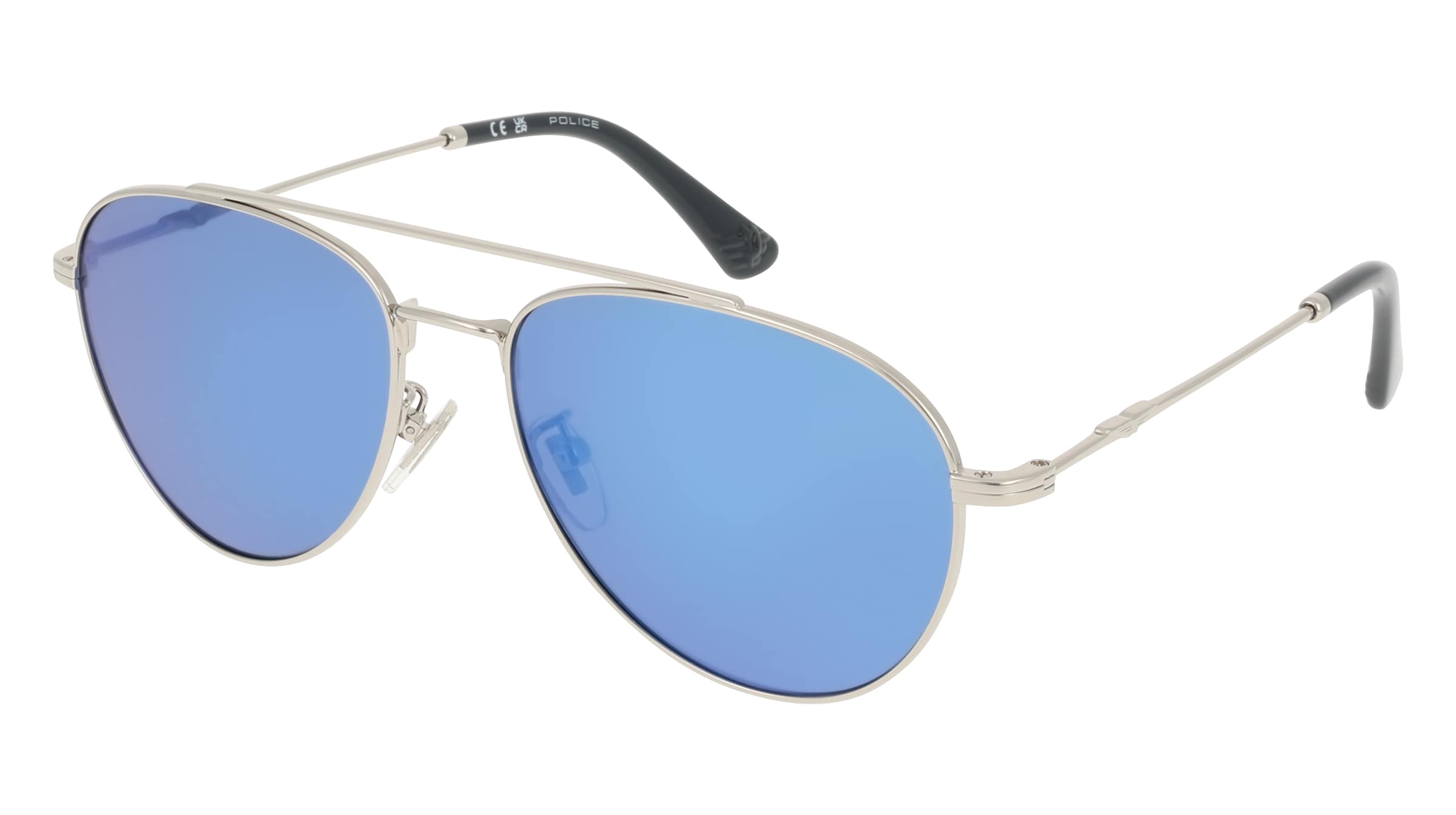 Police SPLP20E Unisex-Sonnenbrille Vollrand Pilot Edelstahl-Gestell, Grau