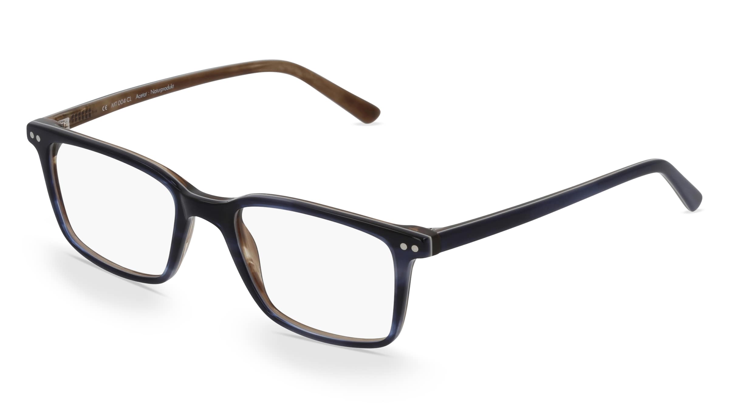 Fielmann MT 004 CL Herren-Brille inkl. Gläser Vollrand Quadratisch Acetat-Gestell 50/18/135, Blau