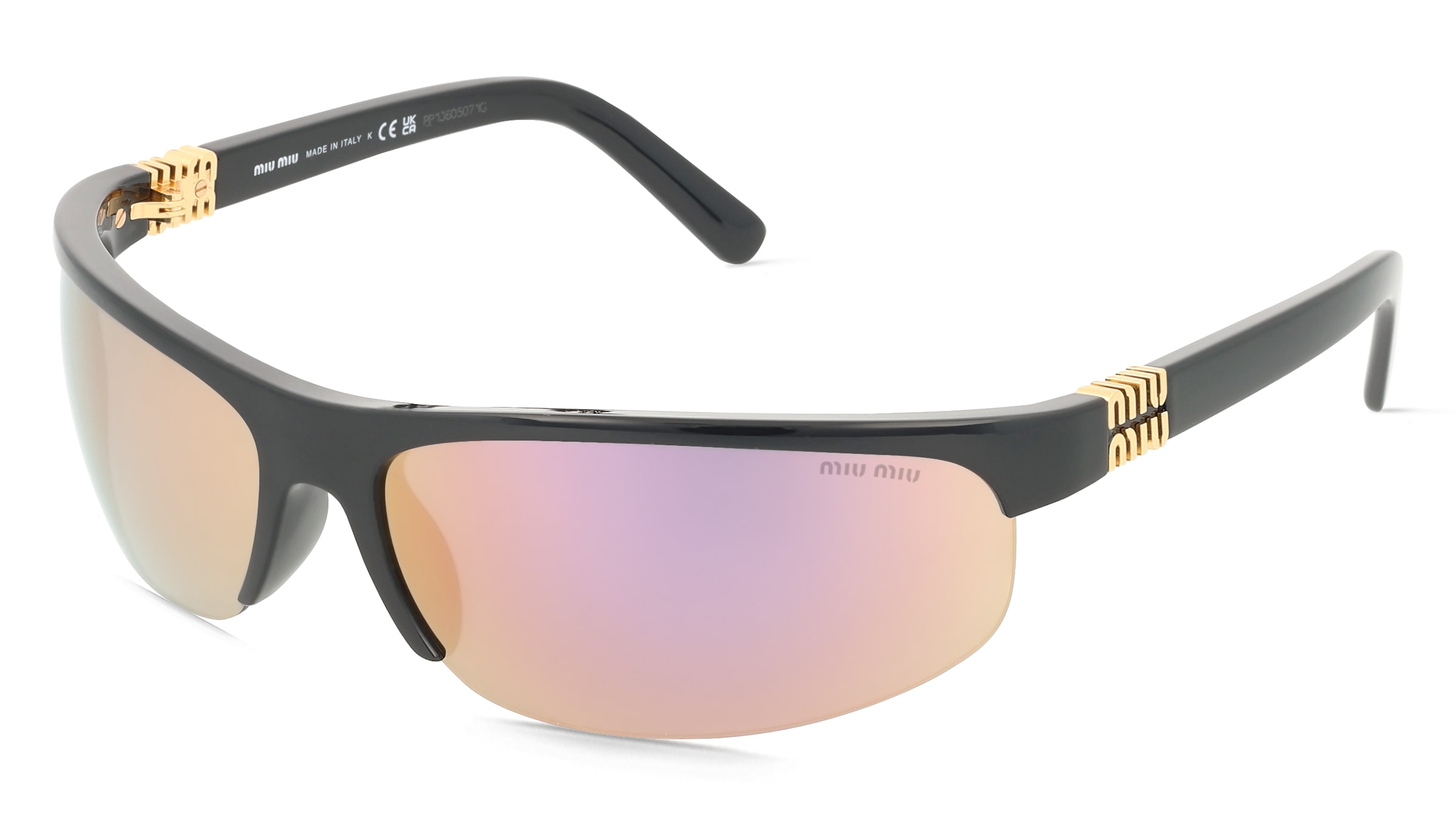 Miu Miu MUA02S Damen-Sonnenbrille Halbrand Oval Kunststoff-Gestell, Schwarz