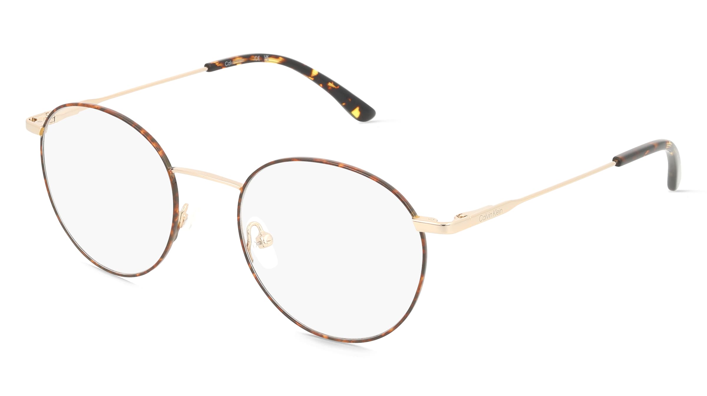 Calvin Klein CK19119 Unisex-Brille inkl. Gläser Vollrand Rund Metall-Gestell 49/20/145, Havanna