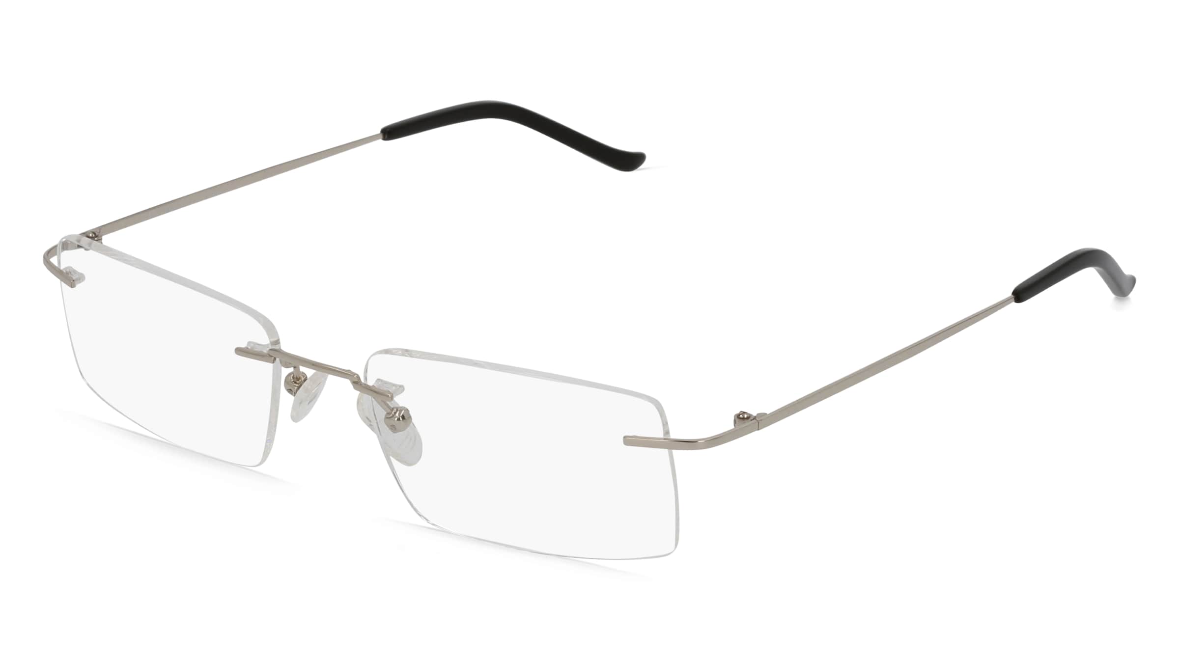 Fielmann ABC 057 CL Herren-Brille inkl. Gläser Randlos Quadratisch Titan-Gestell 53/19/140, Silber