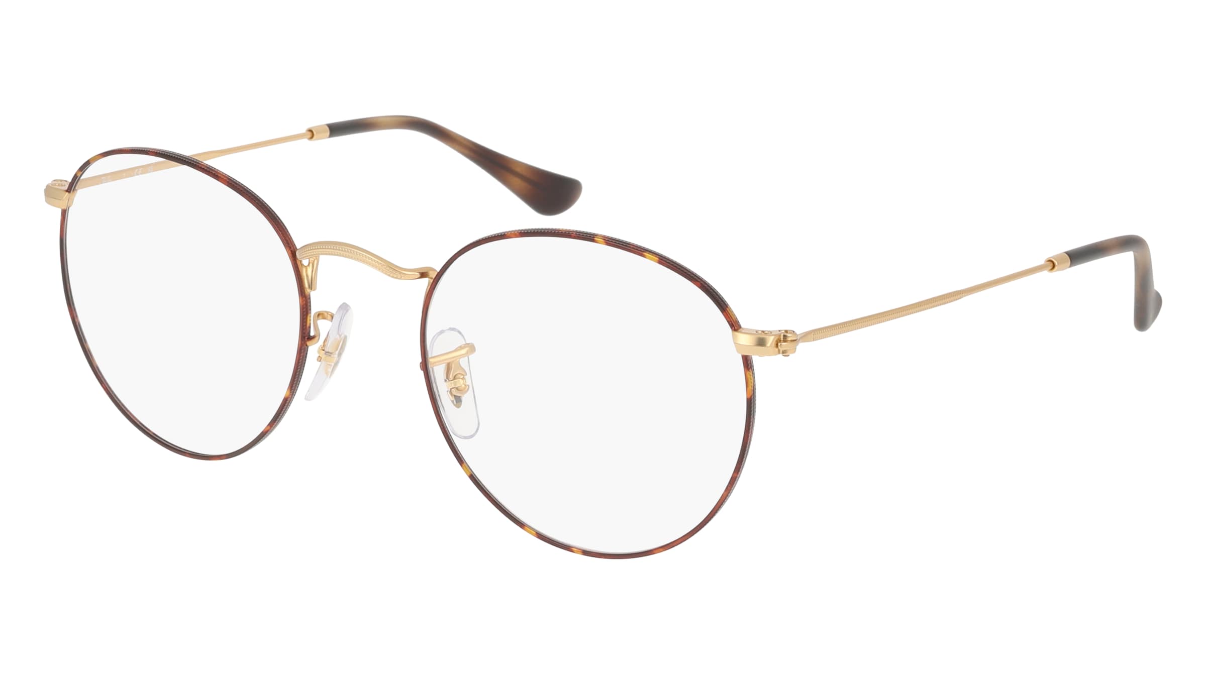 Ray-Ban RX3447V Unisex-Brille inkl. Gläser Vollrand Rund Metall-Gestell 50/21/145, Havanna