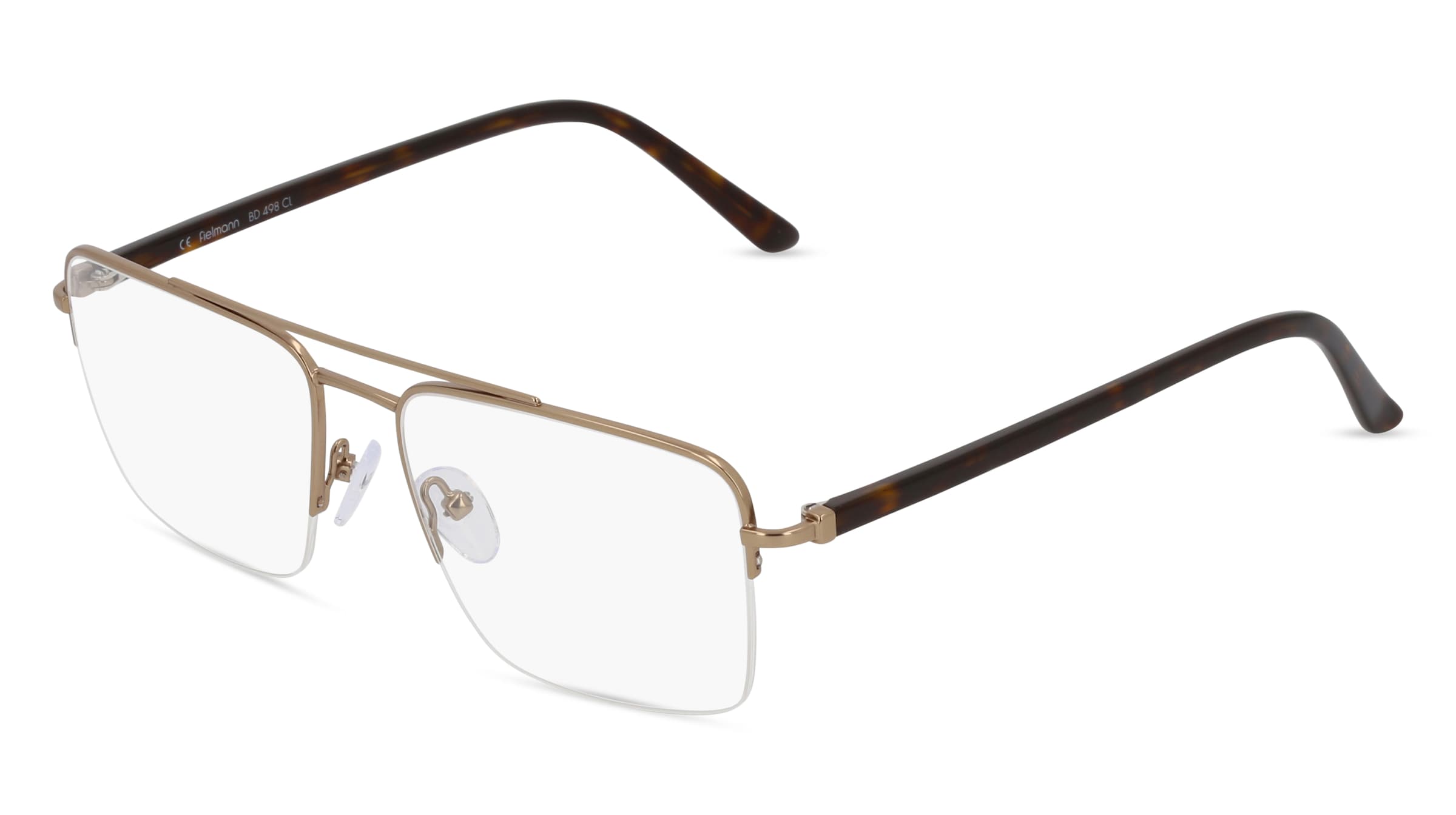 Fielmann BD 498 CL Herren-Brille inkl. Gläser Halbrand Quadratisch Edelstahl-Gestell 55/17/140, Gold