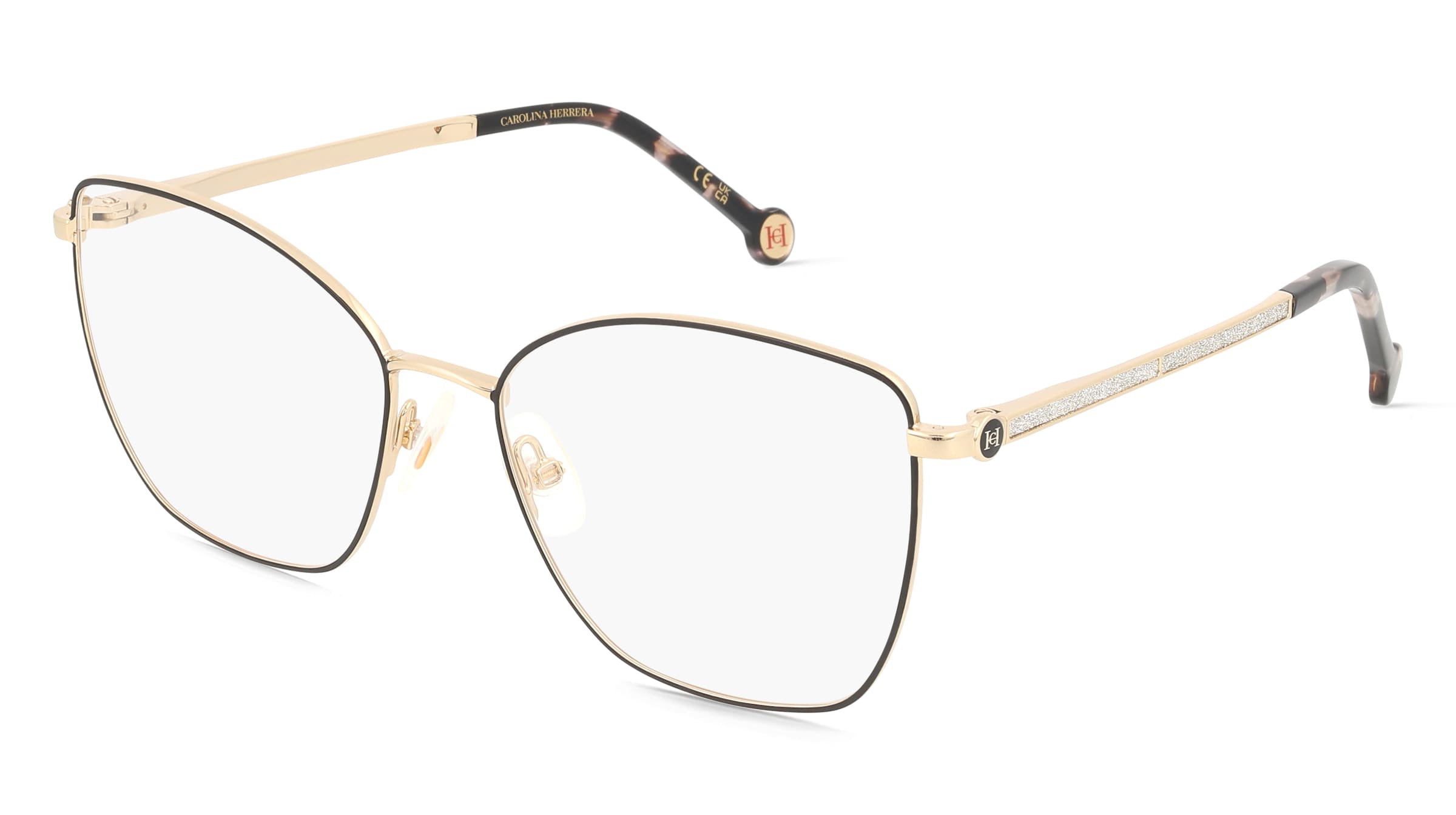 Carolinaherrera HER 0264 Damen-Brille inkl. Gläser Vollrand Butterfly Metall-Gestell 55/17/140, Schwarz