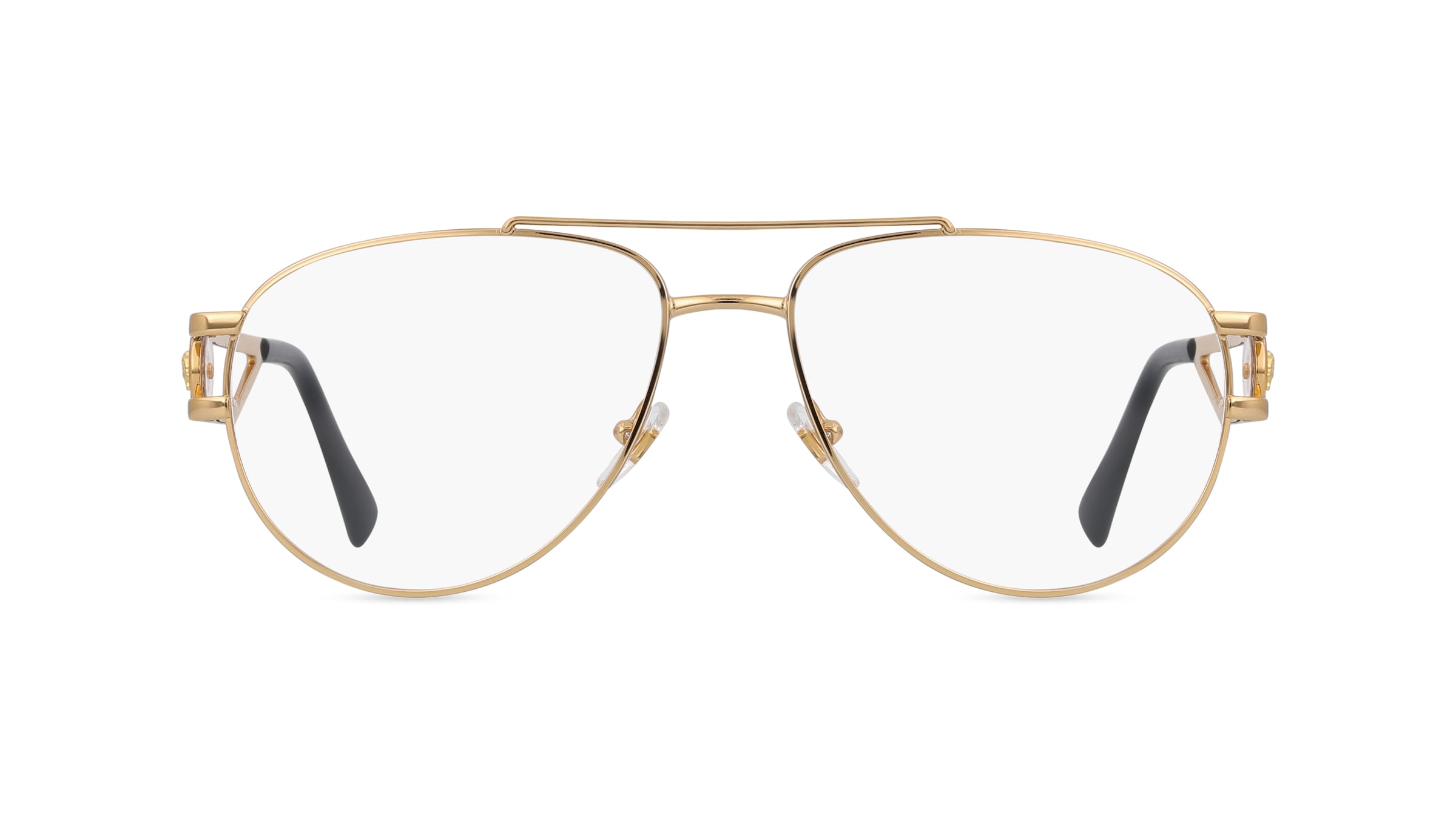 Versace VE1269 Herren-Brille inkl. Gläser Vollrand Pilot Metall-Gestell 57mm/16mm/140mm, gold