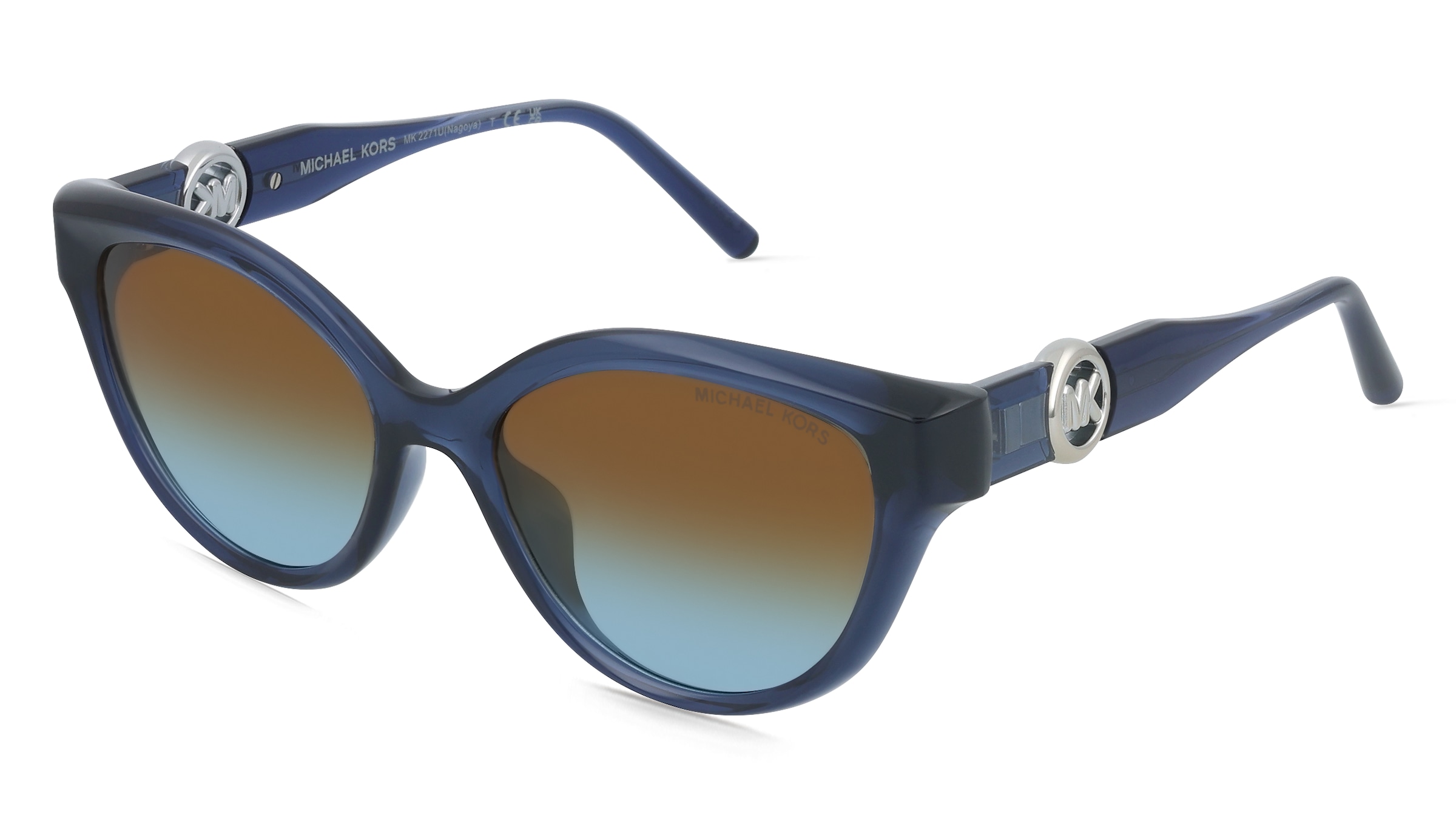 Michael Kors MK2271U NAGOYA Damen-Sonnenbrille Vollrand Cat Eye Kunststoff-Gestell, Blau