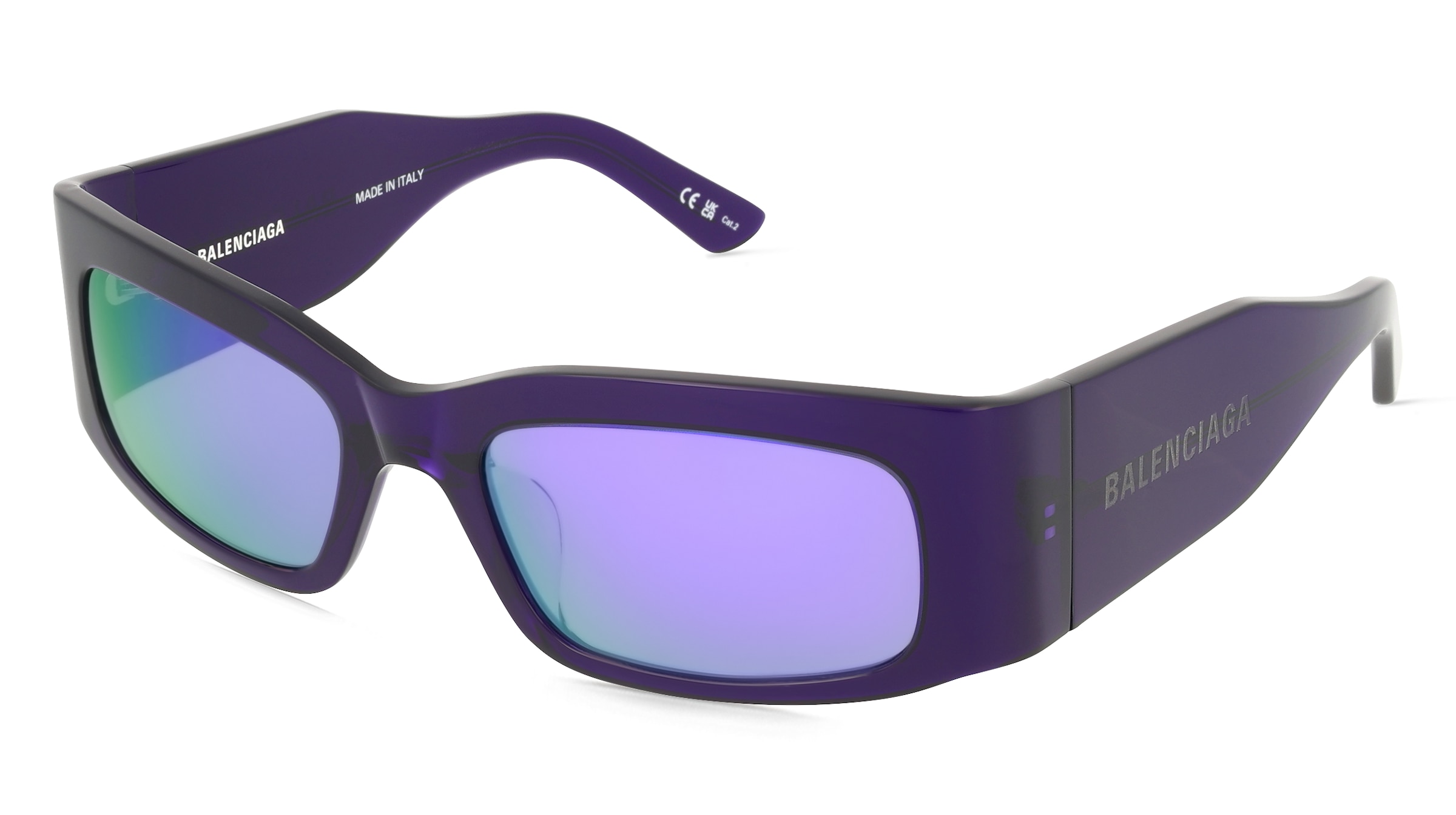 Balenciaga BB0328S Unisex-Sonnenbrille Vollrand Eckig Acetat-Gestell, Lila