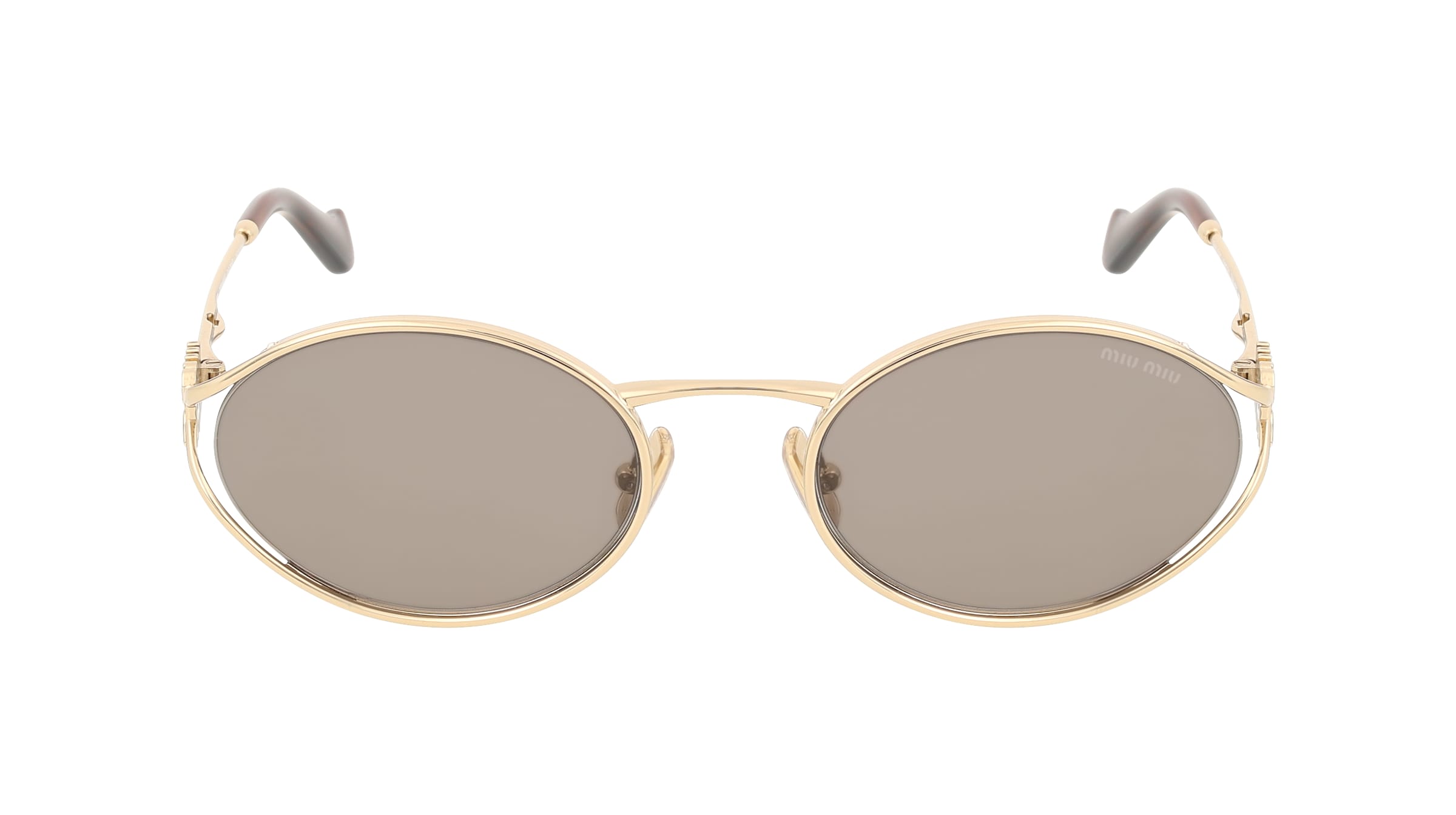 Miu Miu MU 52YS Damen-Sonnenbrille Vollrand Oval Metall-Gestell, Gold