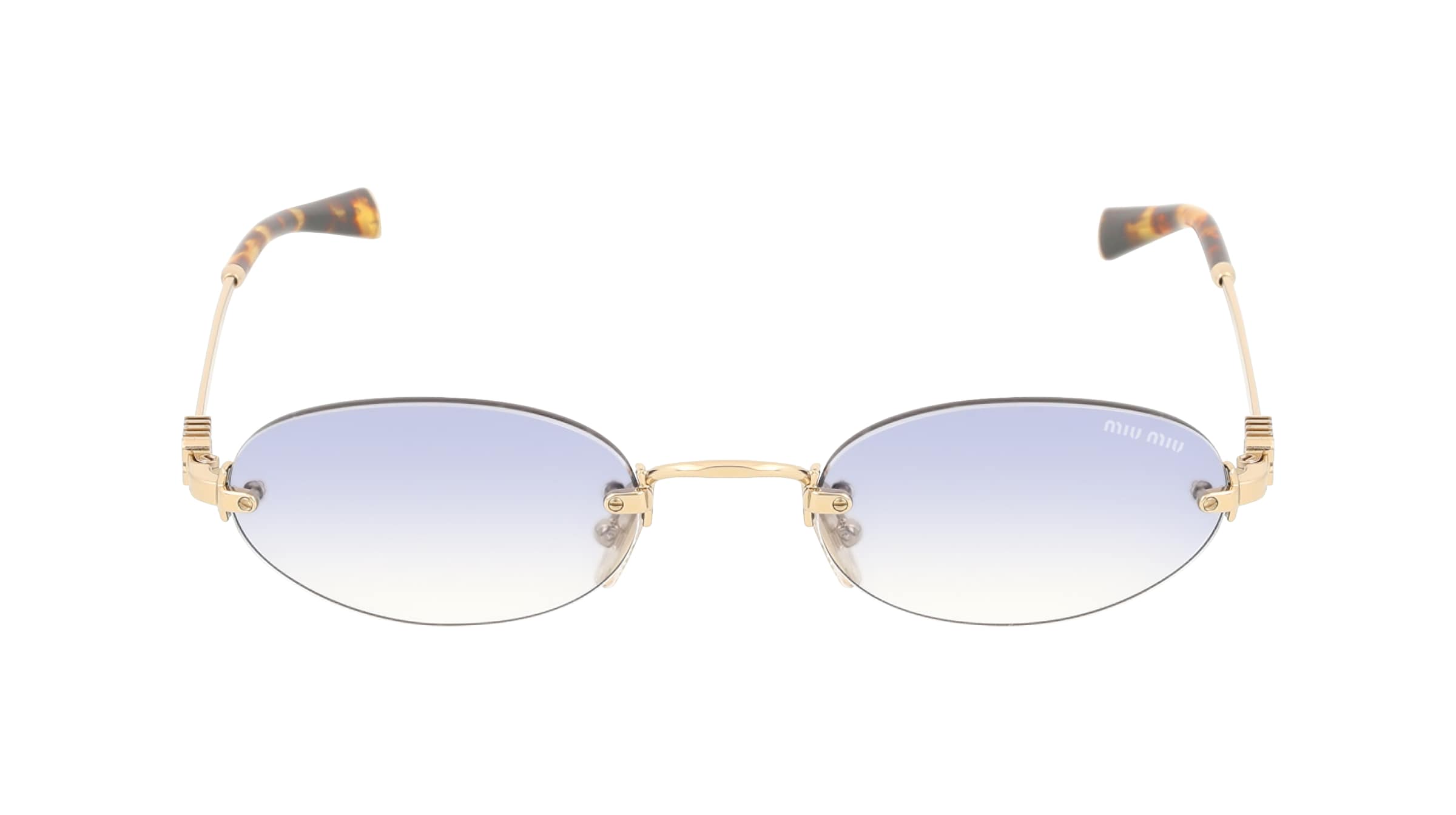 Miu Miu MU A54S Damen-Sonnenbrille Randlos Oval Metall-Gestell, Gold