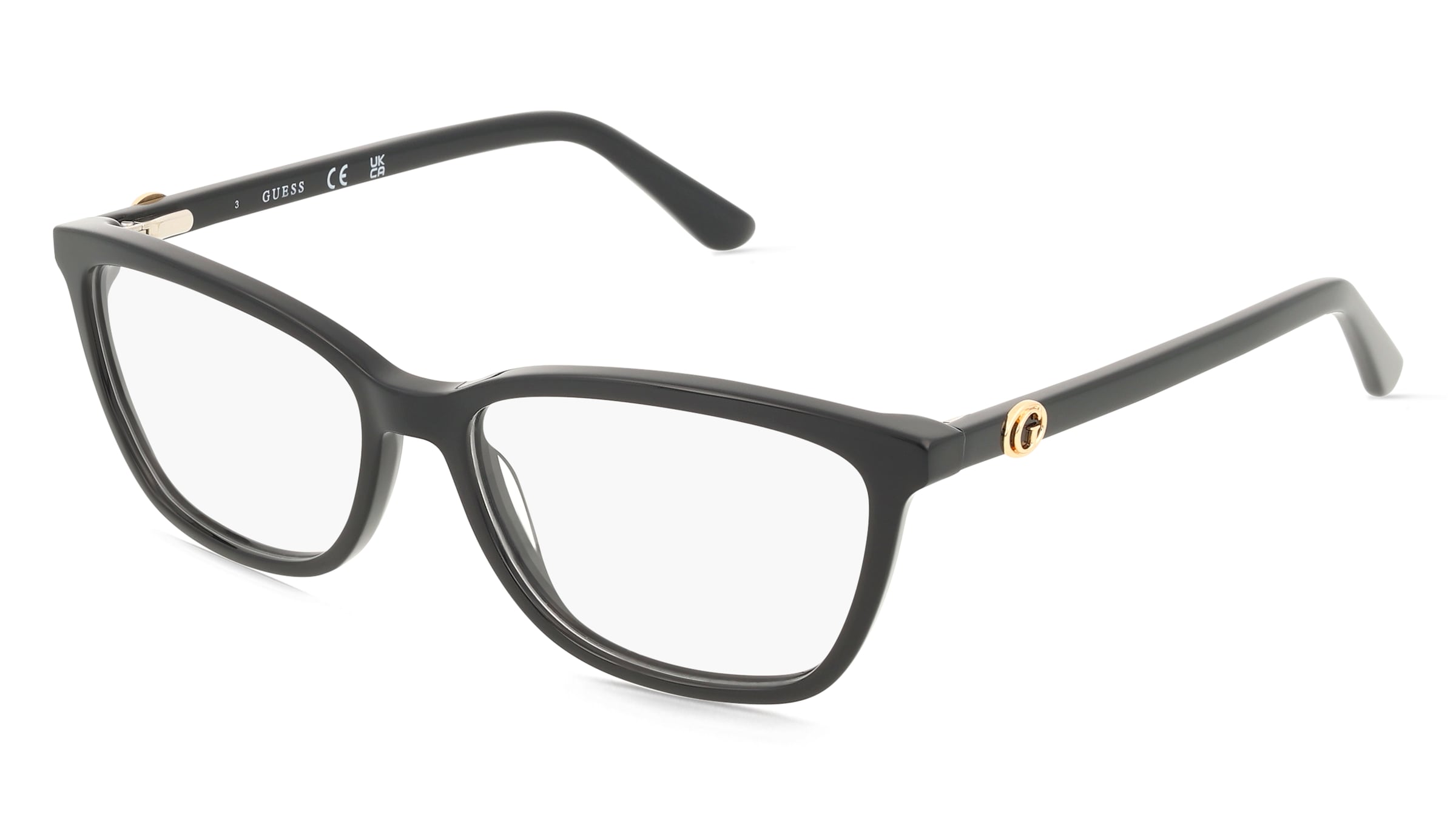 Guess GU50310 Damen-Brille inkl. Gläser Vollrand Eckig Acetat-Gestell 52/15/140, Schwarz