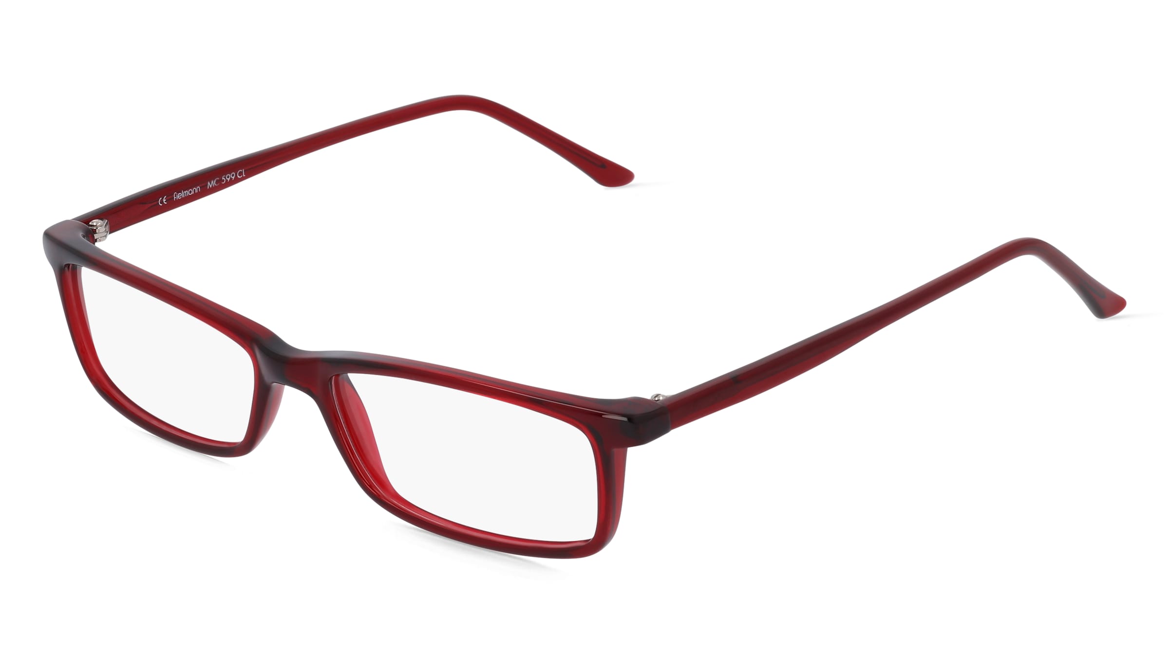 Fielmann MC 599 CL Unisex-Brille inkl. Gläser Vollrand Eckig Propionat-Gestell 50mm/16mm/135mm, rot