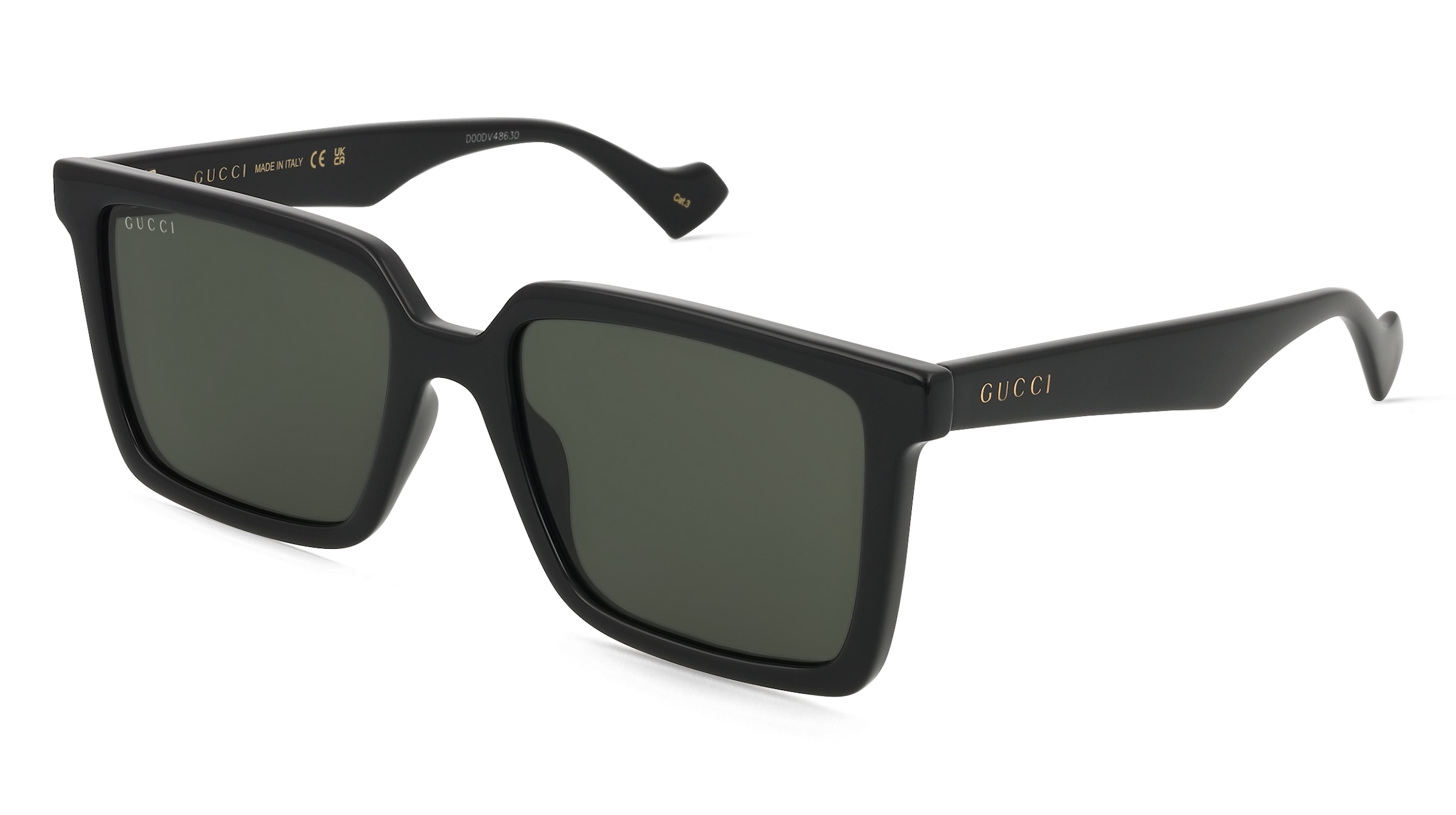 Gucci GG1540S Unisex-Sonnenbrille Vollrand Quadratisch Kunststoff-Gestell, Schwarz