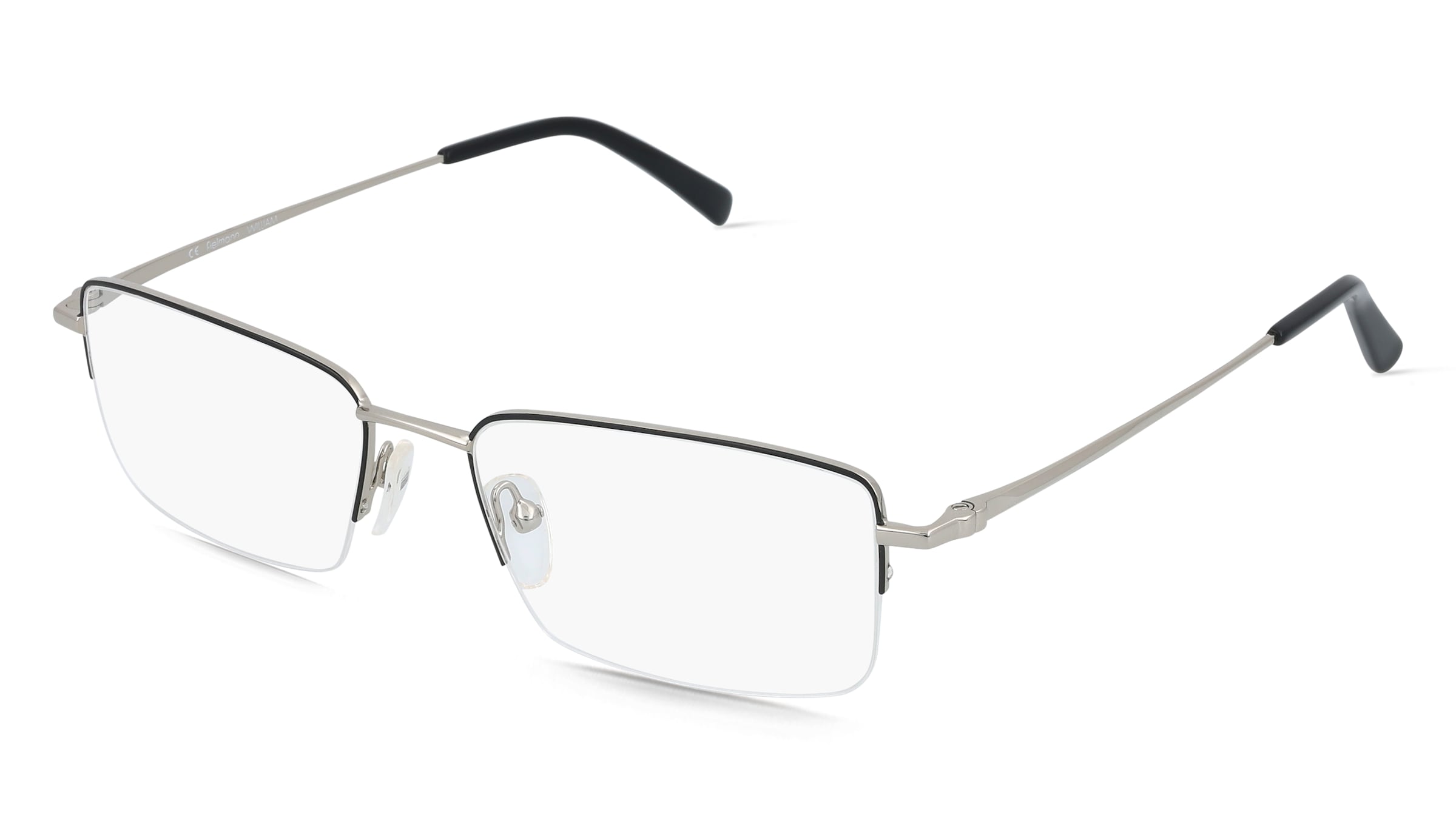 Fielmann OPH 9973 CL WILLIAM Herren-Brille inkl. Gläser Halbrand Quadratisch Edelstahl-Gestell 55/18/145, Schwarz