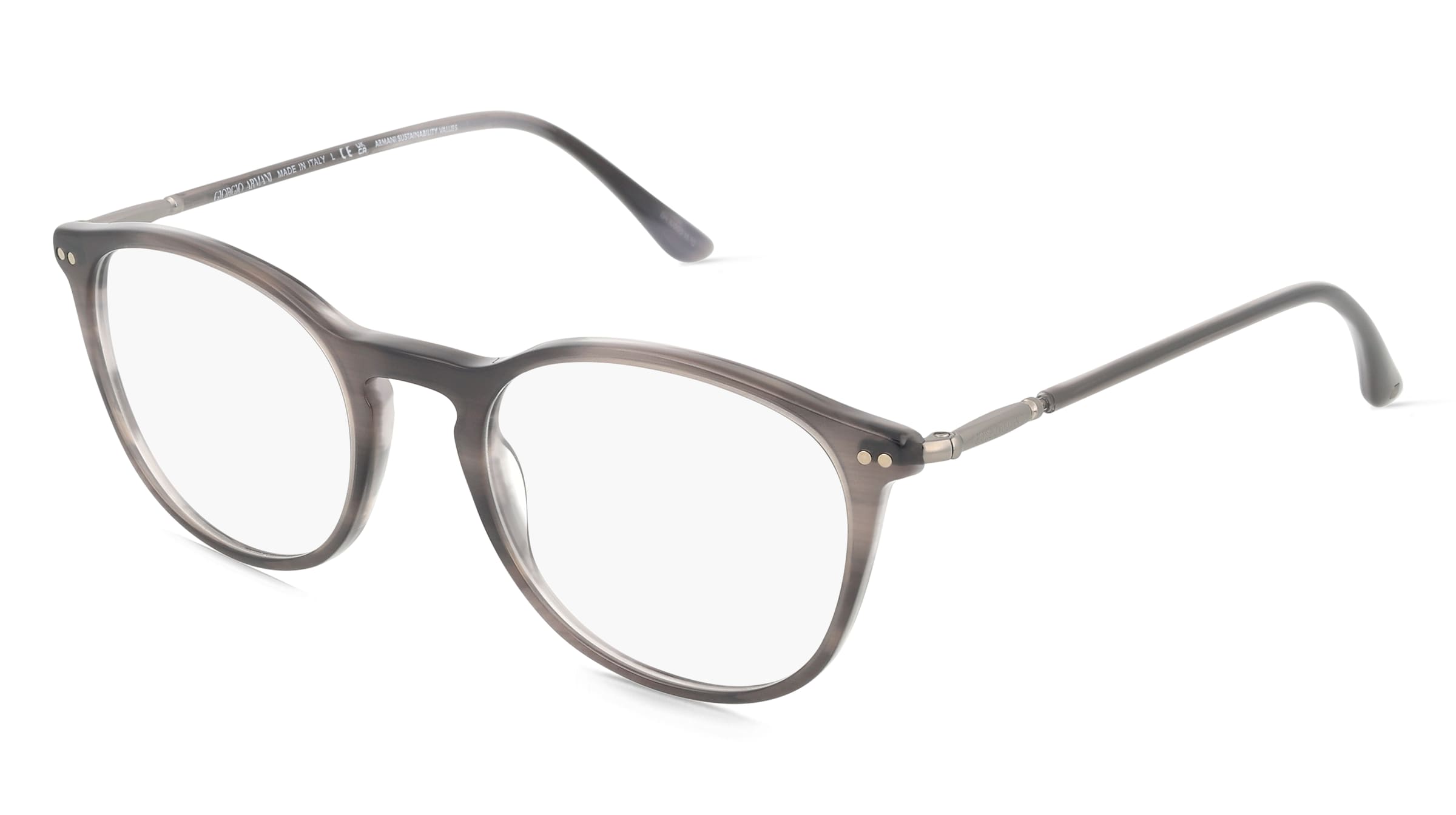 Giorgio Armani AR7125 Herren-Brille inkl. Gläser Vollrand Panto Acetat-Gestell 50/20/145, Grau