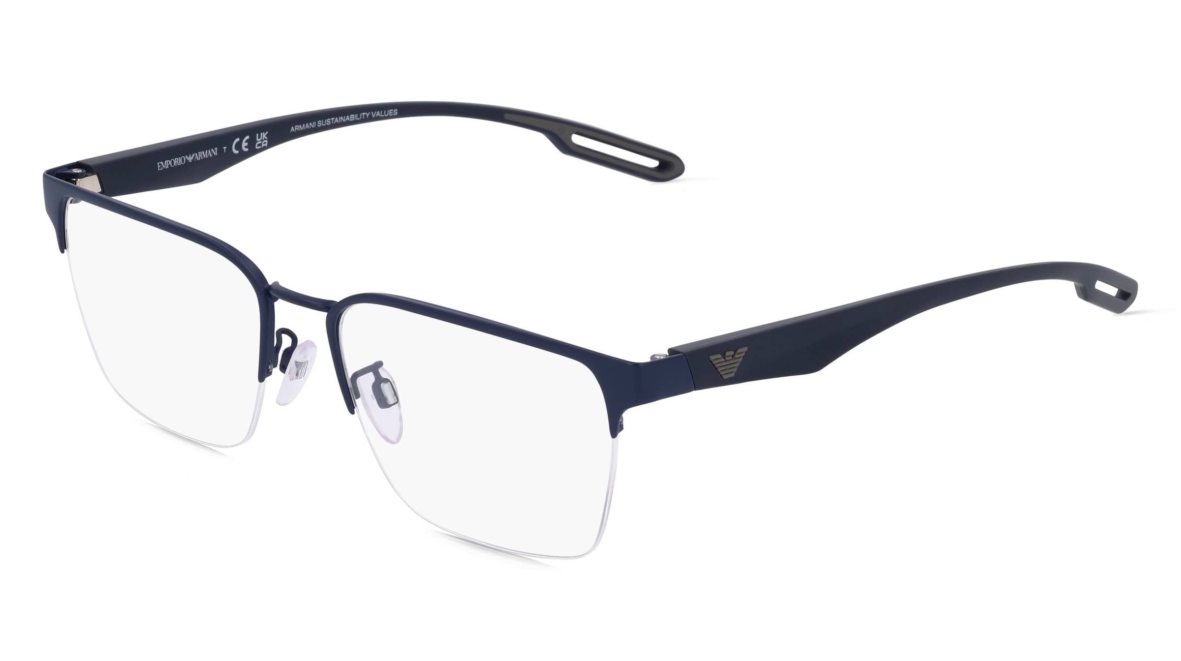 Emporio Armani EA1137 Herren-Brille inkl. Gläser Halbrand Quadratisch Metall-Gestell 56/18/145, Blau