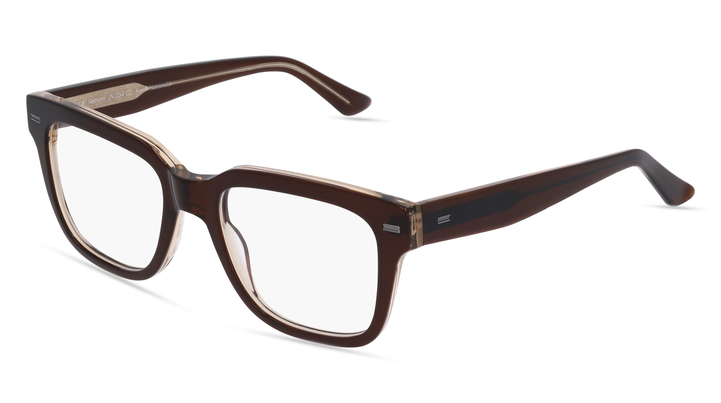 Fielmann LN 034 CL Unisex-Brille inkl. Gläser Vollrand Quadratisch Acetat-Gestell 53/19/145, Braun