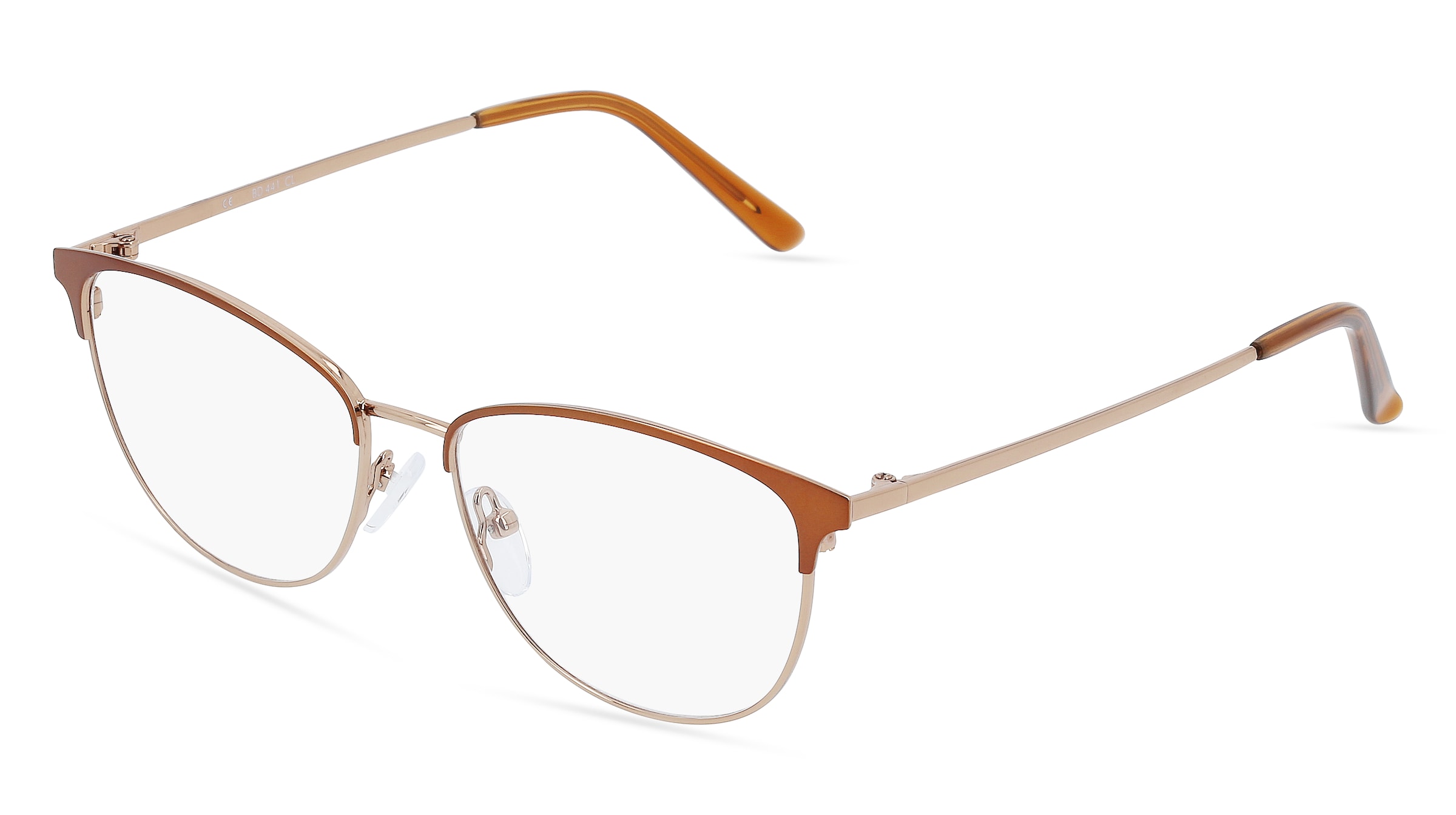 Fielmann BD 441 CL Damen-Brille inkl. Gläser Vollrand Butterfly Edelstahl-Gestell 52/15/135, Braun