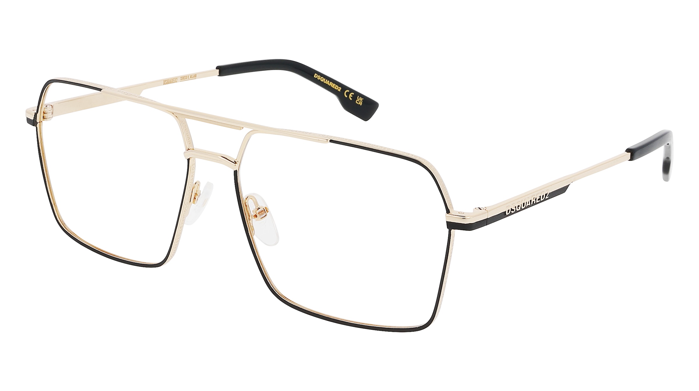 Dsquared2 D2 0157 Herren-Brille inkl. Gläser Vollrand Eckig Metall-Gestell 60/15/145, Gold