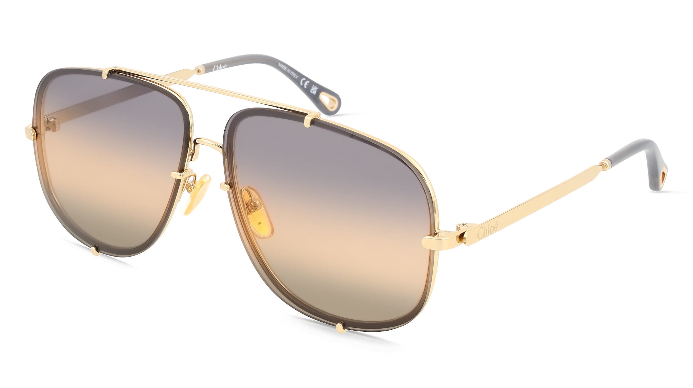 Chloé CH0348S Damen-Sonnenbrille Vollrand Pilot Metall-Gestell, Gold